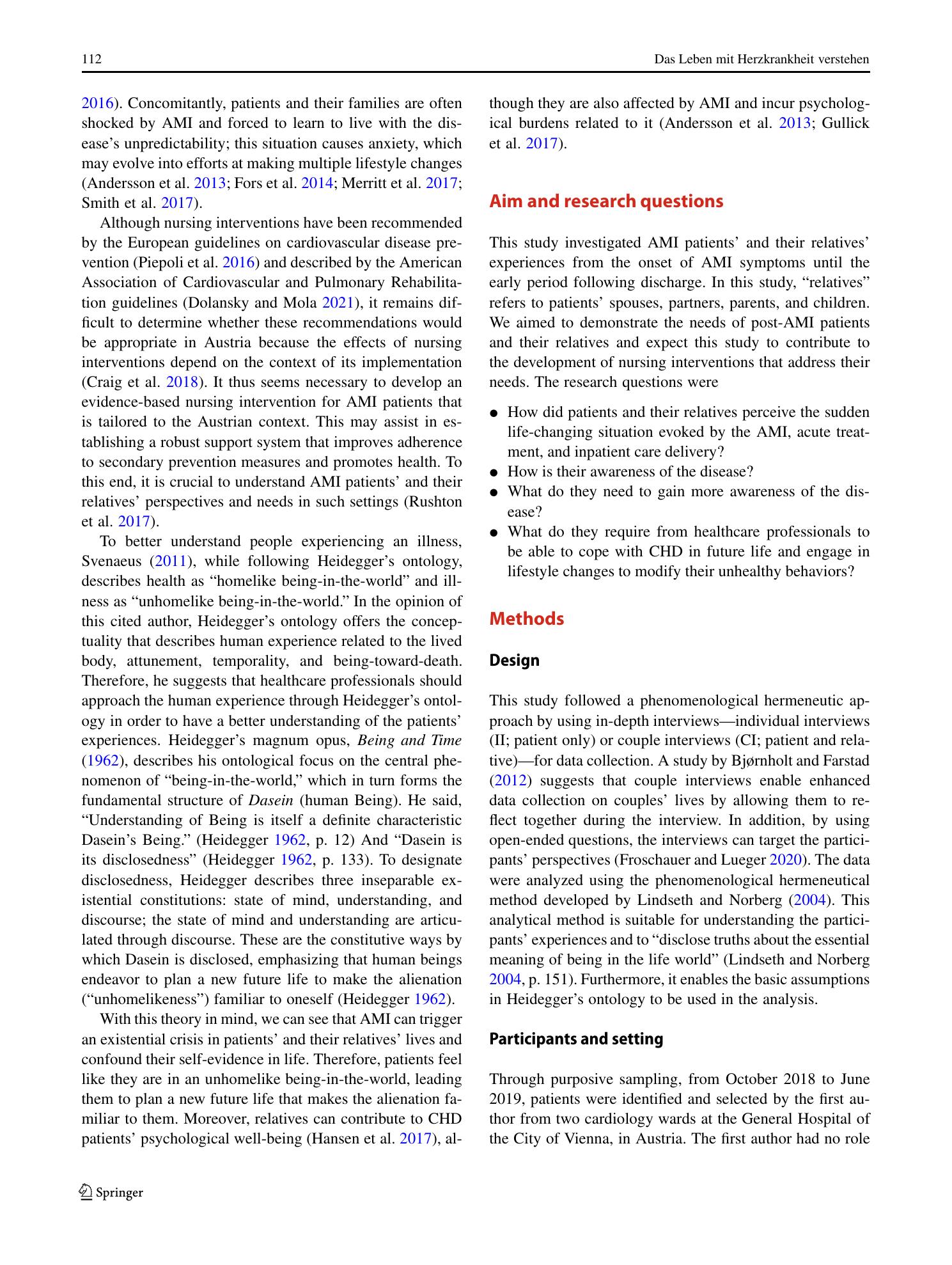 Vorschauseite 3: Exploring patients’ and relatives’ needs following acute myocardial infarction—A qualitative study