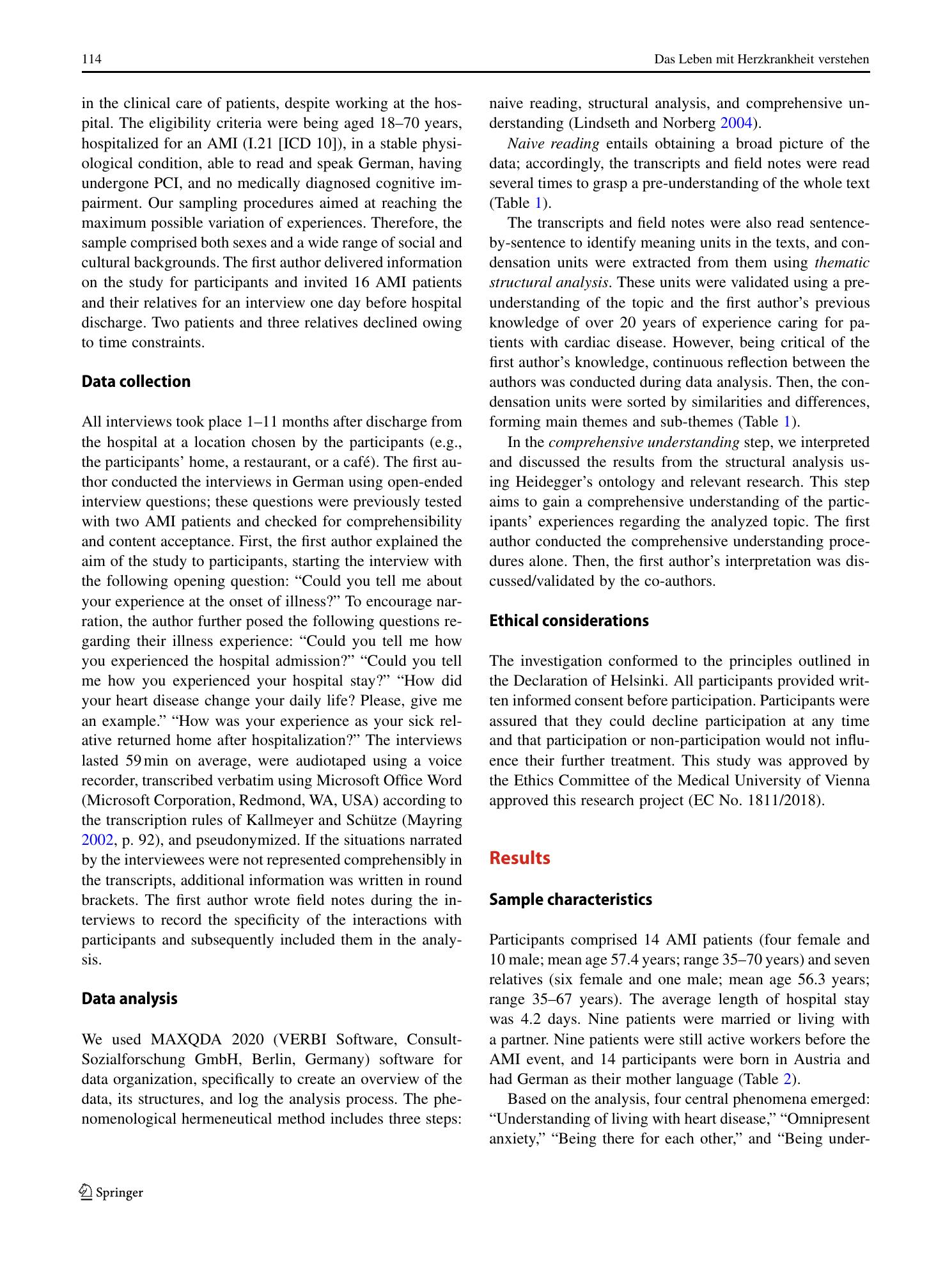 Vorschauseite 5: Exploring patients’ and relatives’ needs following acute myocardial infarction—A qualitative study
