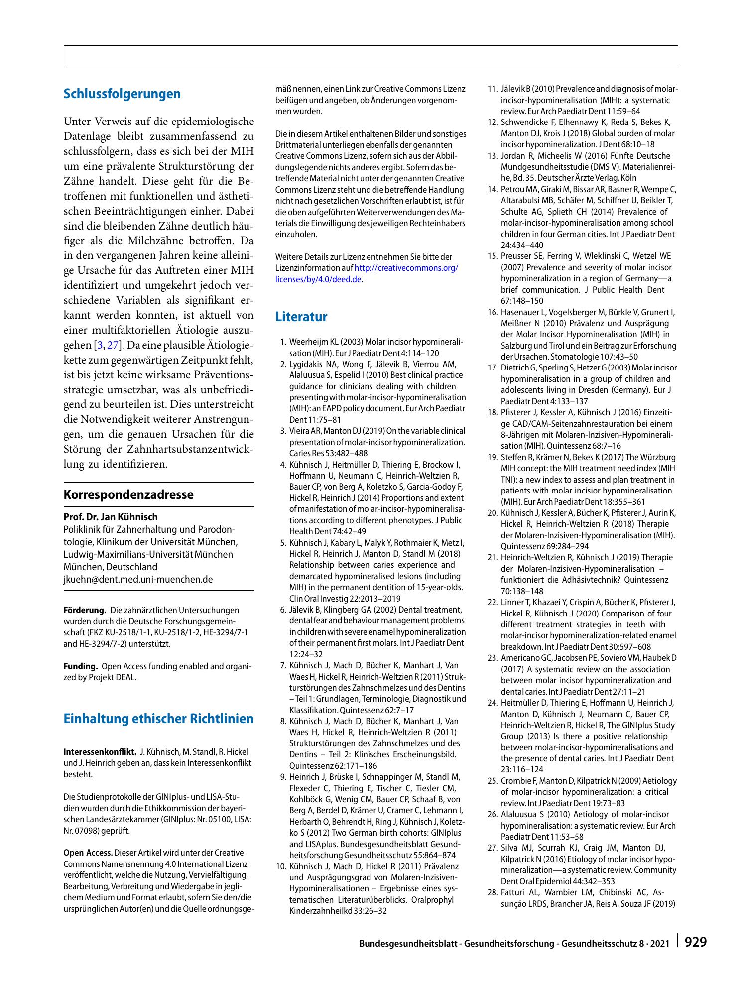 Vorschauseite 6: Molaren-Inzisiven-Hypomineralisation (MIH). Häufigkeit und mögliche Ursachen unter besonderer Berücksichtigung der Ergebnisse aus den Münchner Geburtskohorten GINIplus und LISA