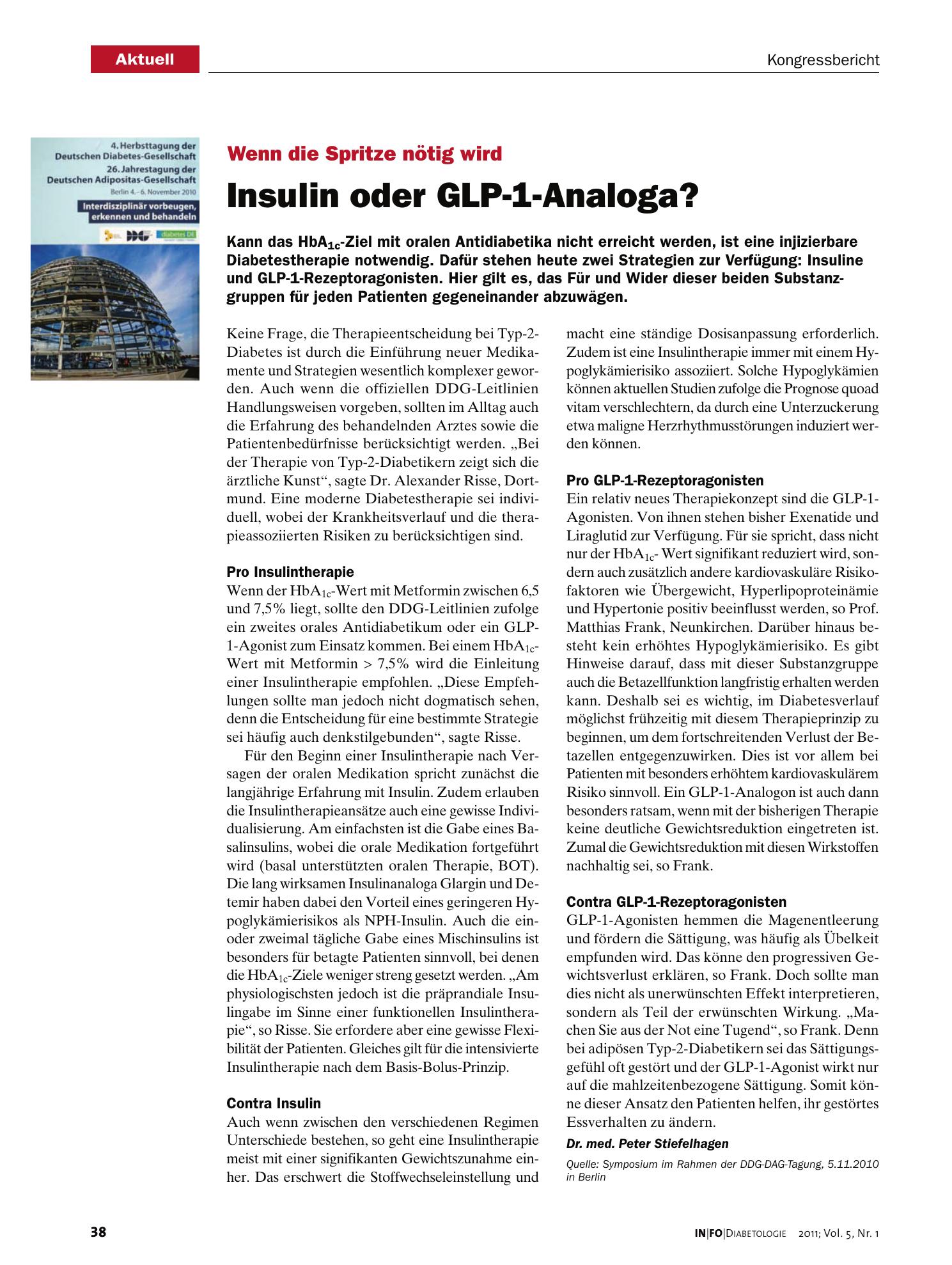 Vorschauseite 1: Insulin oder GLP-1-Analoga?