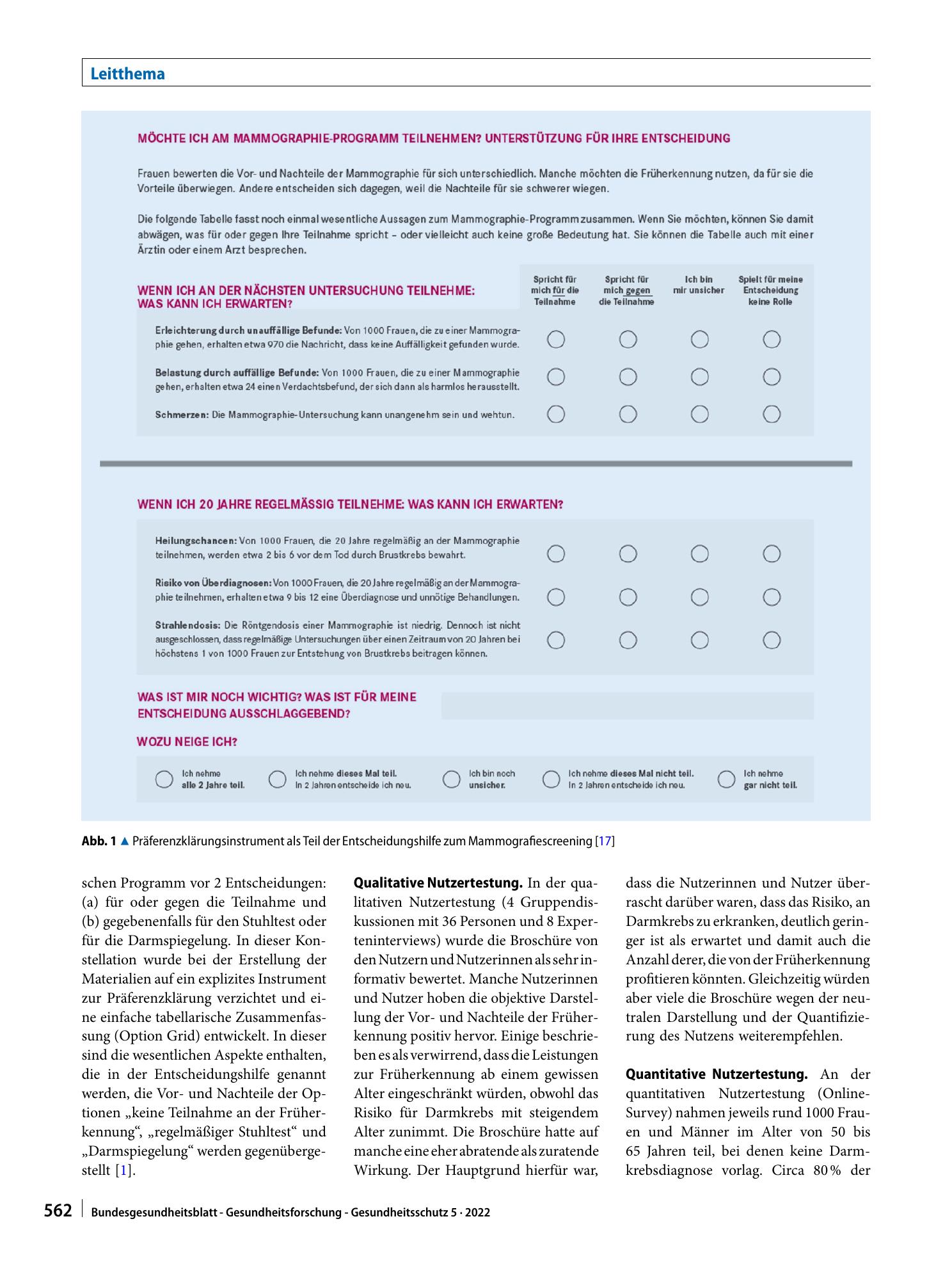 Vorschauseite 4: Die informierte Entscheidung als Ziel von evidenzbasierten Gesundheitsinformationen: Das Beispiel Krebsfrüherkennung
