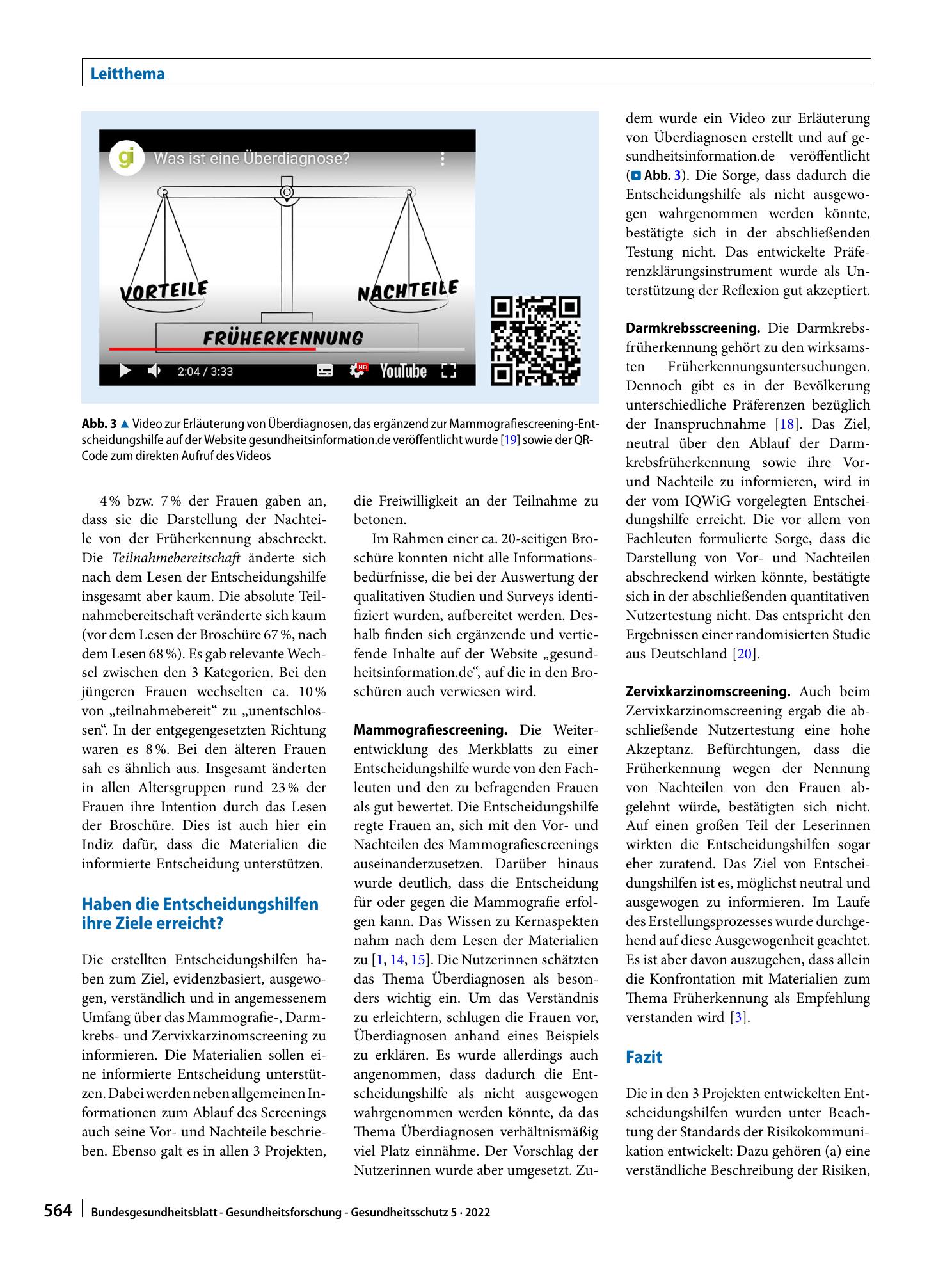 Vorschauseite 6: Die informierte Entscheidung als Ziel von evidenzbasierten Gesundheitsinformationen: Das Beispiel Krebsfrüherkennung