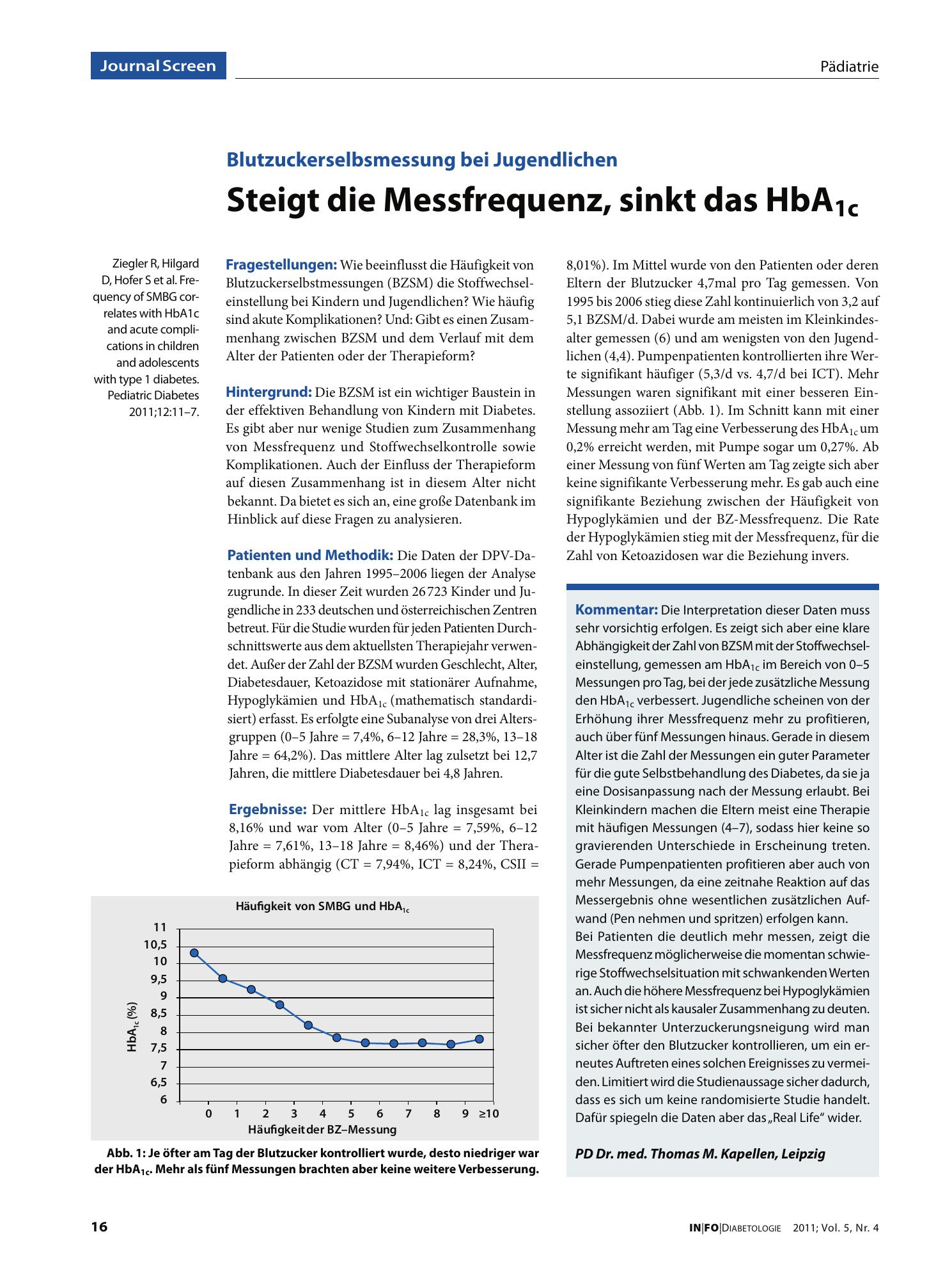 Vorschauseite 1: Steigt die Messfrequenz, sinkt das HbA1c
