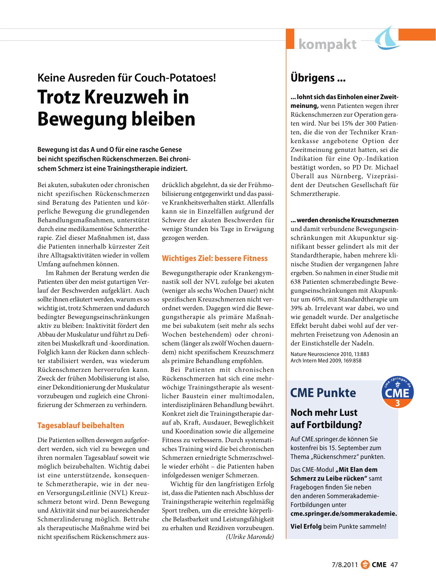 Vorschauseite 1: Trotz Kreuzweh in Bewegung bleiben