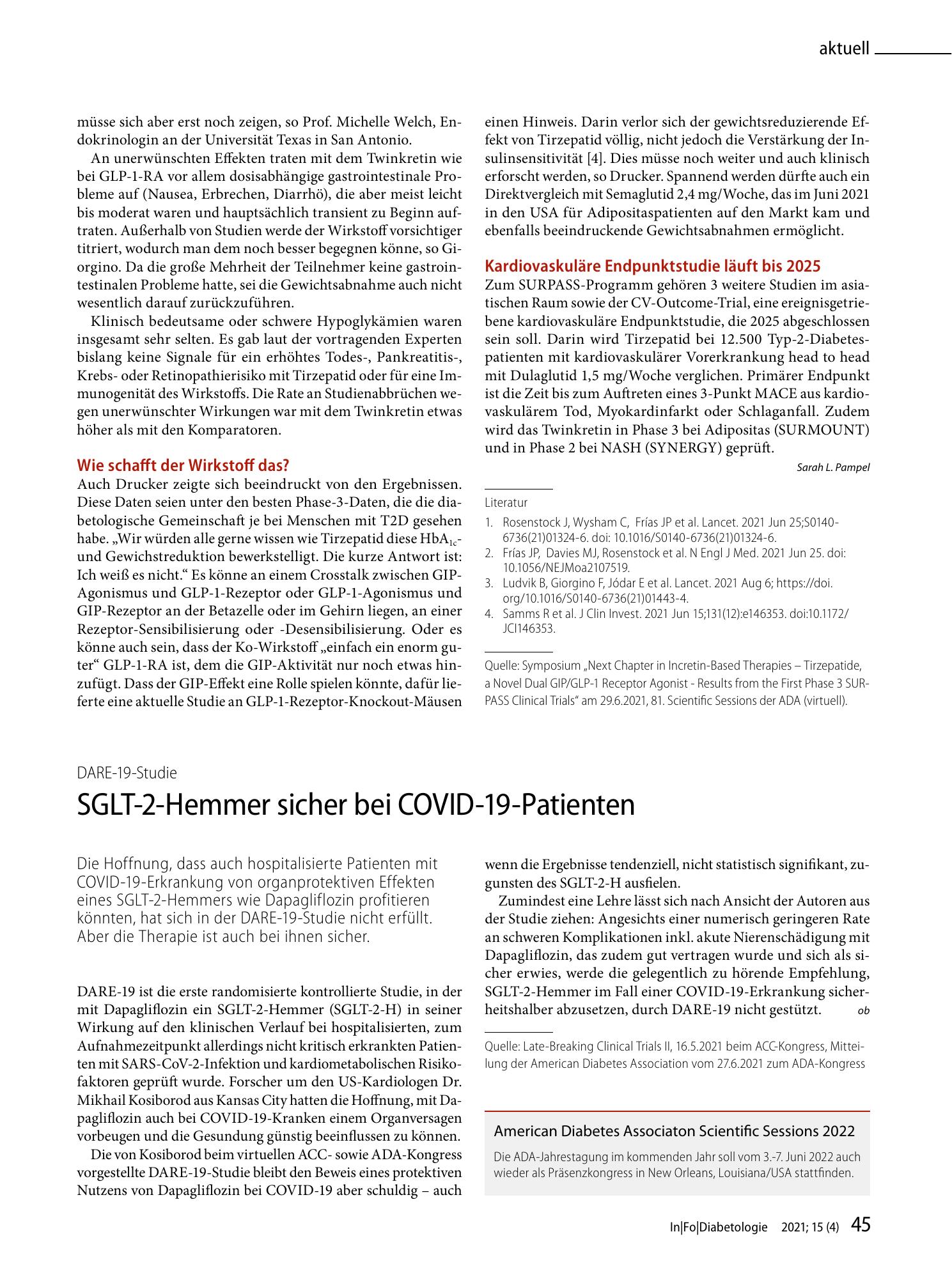 Vorschauseite 1: SGLT-2-Hemmer sicher bei COVID-19-Patienten