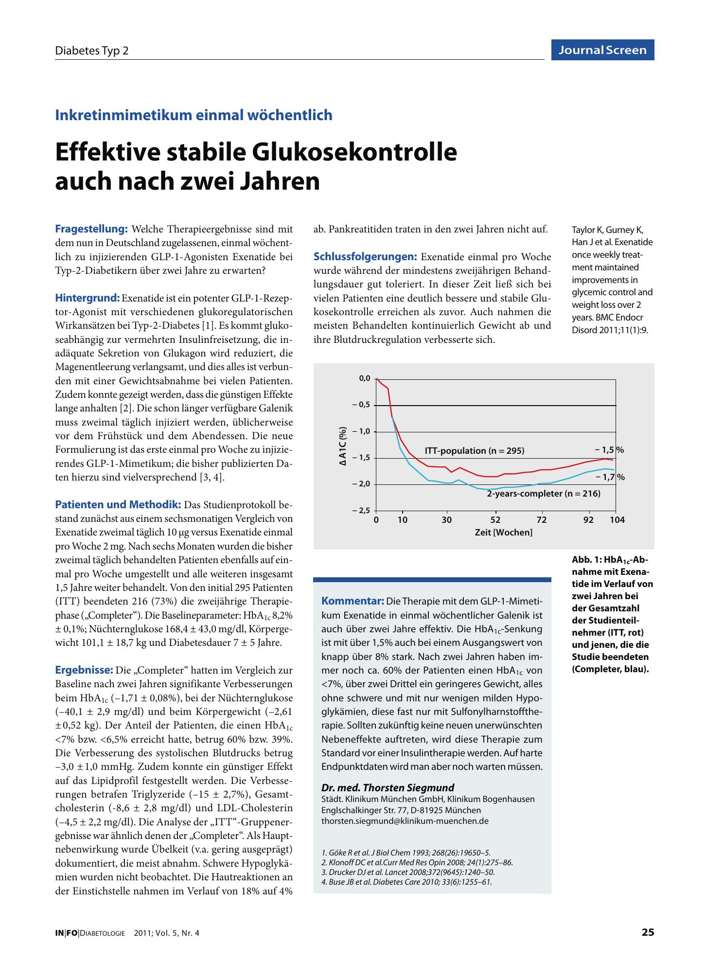 Vorschauseite 1: Effektive stabile Glukosekontrolle auch nach zwei Jahren