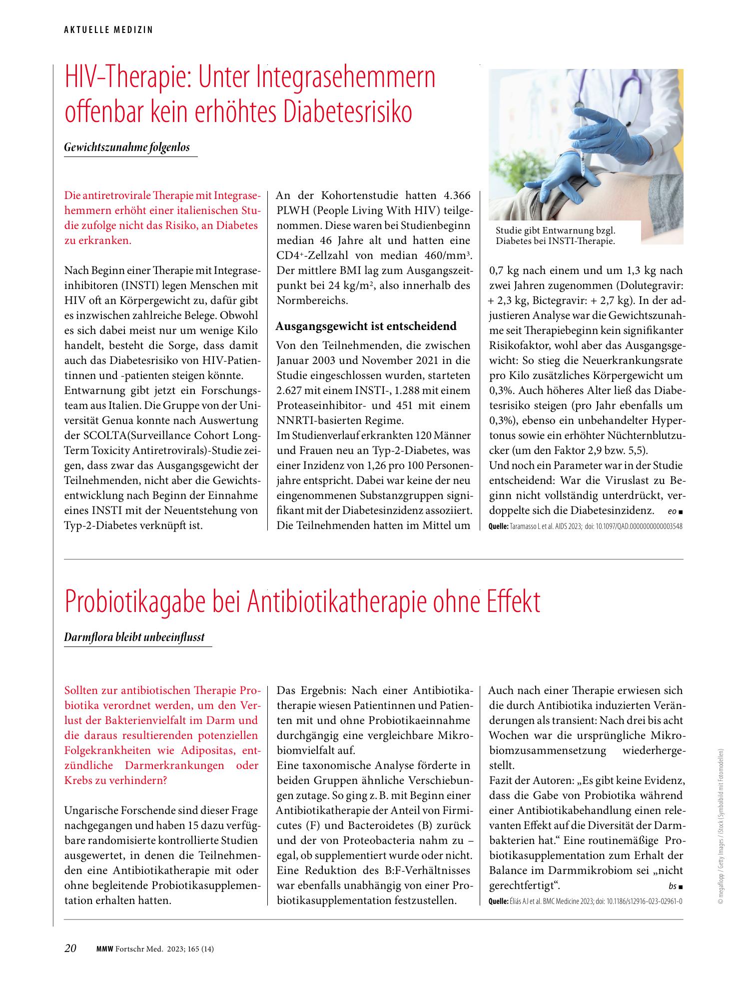 Vorschauseite 1: HIV-Therapie: Unter Integrasehemmern offenbar kein erhöhtes Diabetesrisiko