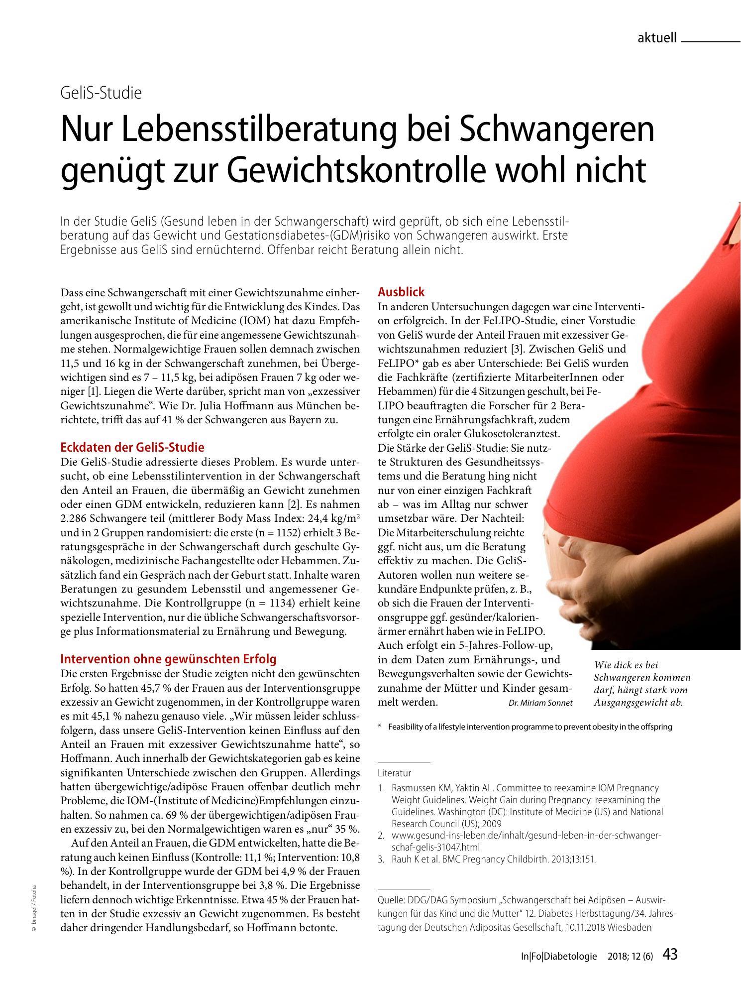 Vorschauseite 1: Nur Lebensstilberatung bei Schwangeren genügt zur Gewichtskontrolle wohl nicht