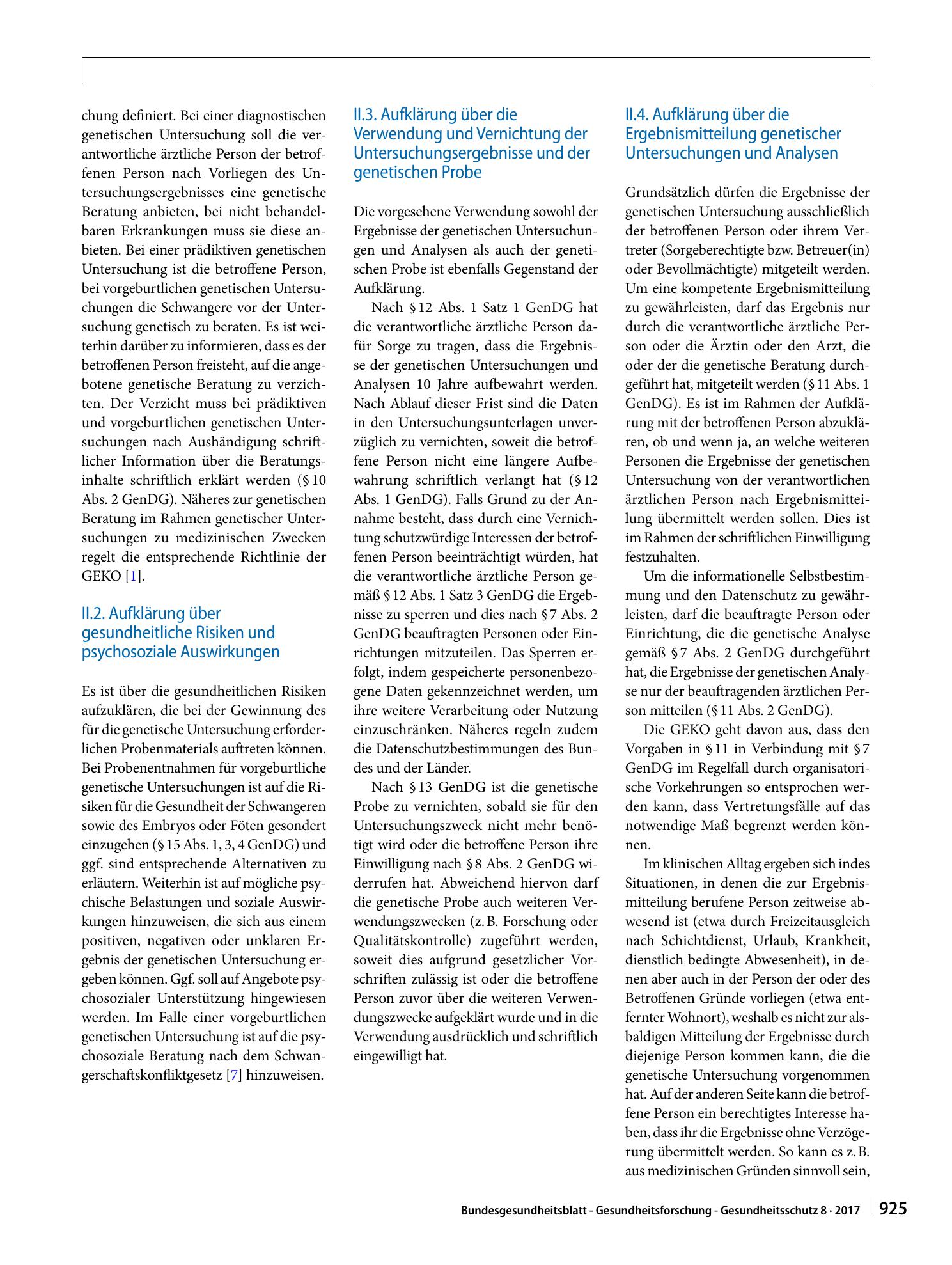 Vorschauseite 3: Richtlinie der Gendiagnostik-Kommission (GEKO) für die Anforderungen an die Inhalte der Aufklärung bei genetischen Untersuchungen zu medizinischen Zwecken gemäß § 23 Abs. 2 Nr. 3…