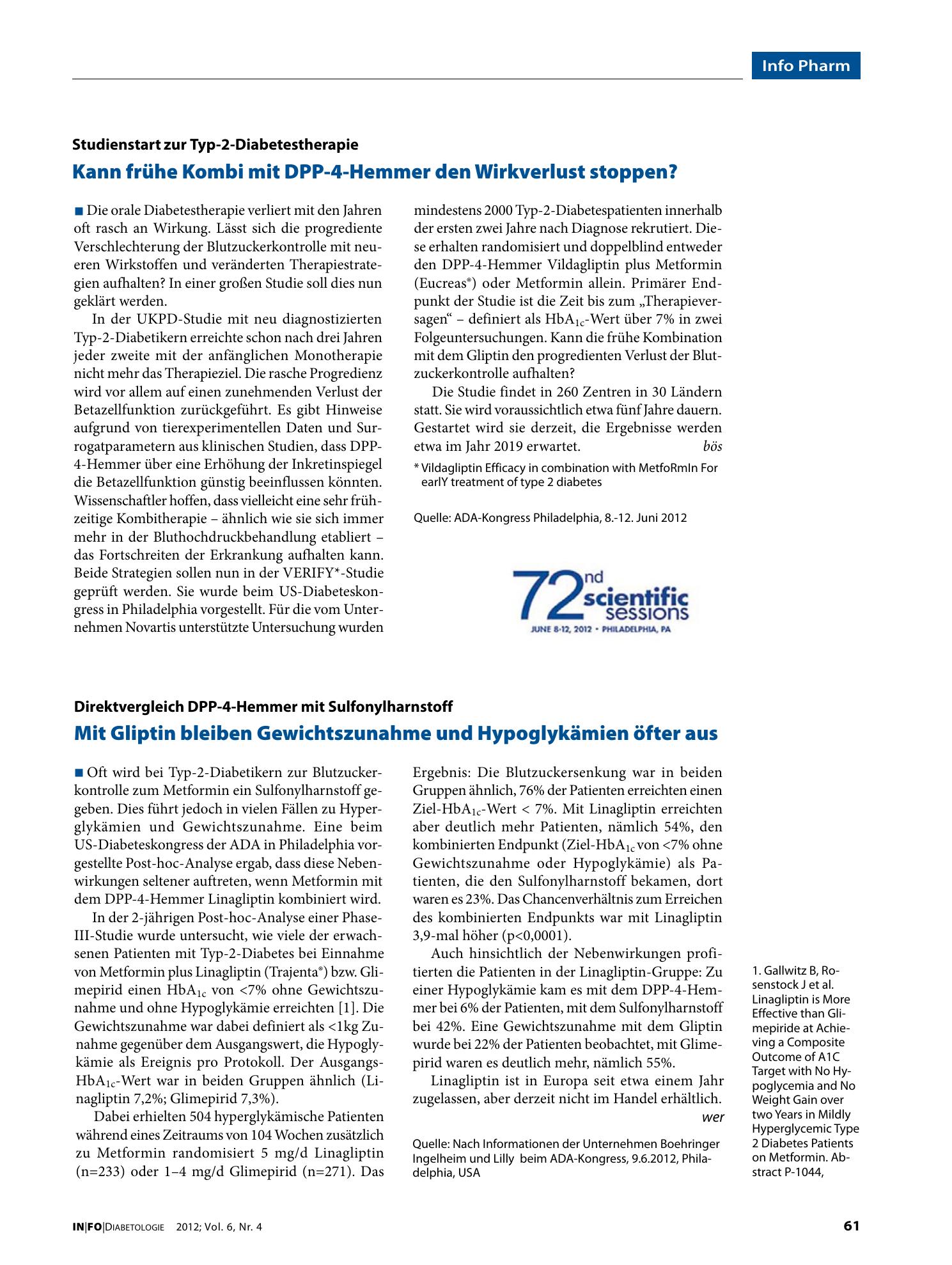 Vorschauseite 1: Kann frühe Kombi mit DPP-4-Hemmer den Wirkverlust stoppen?