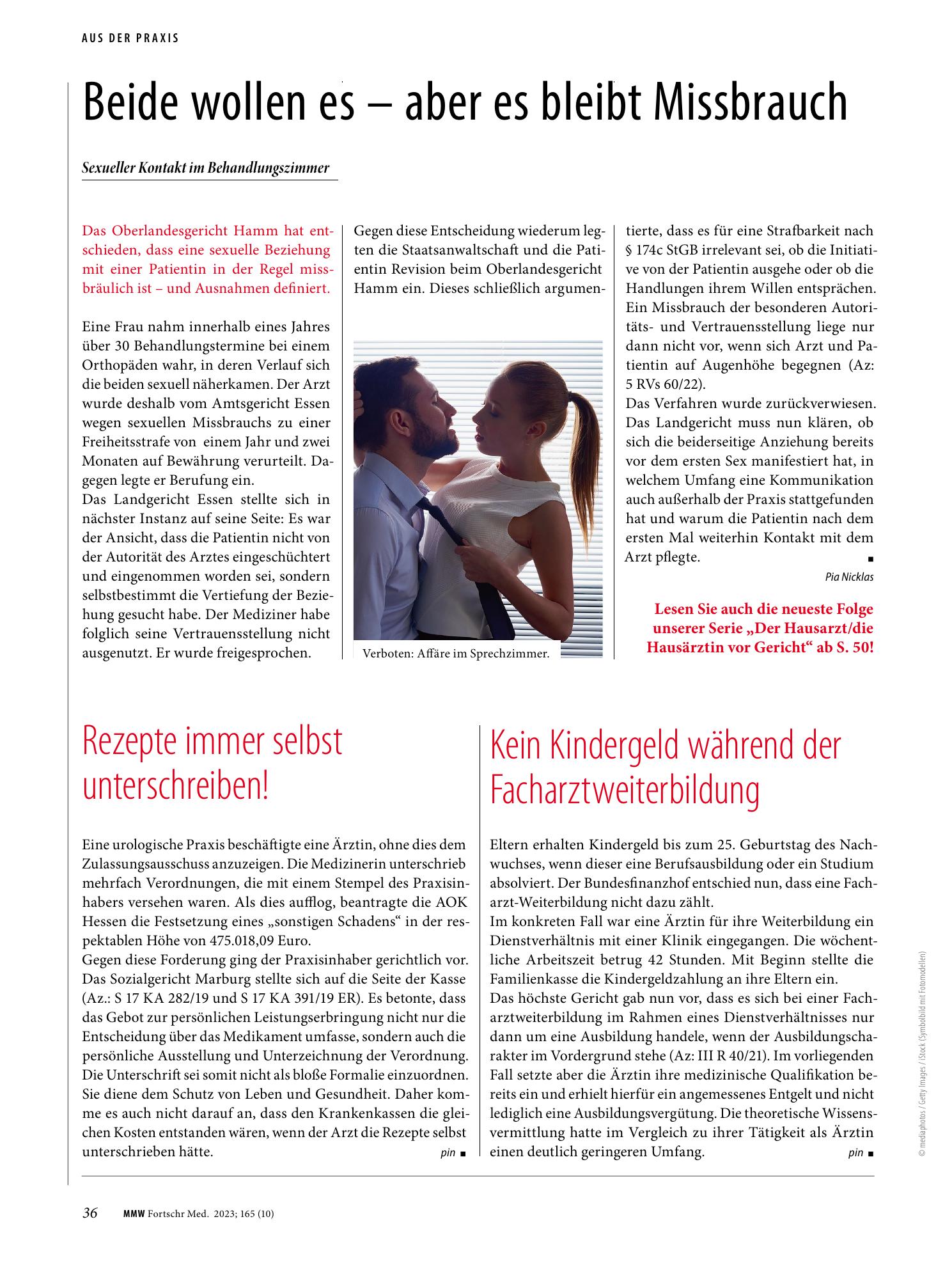 Vorschauseite 1: Beide wollen es - aber es bleibt Missbrauch