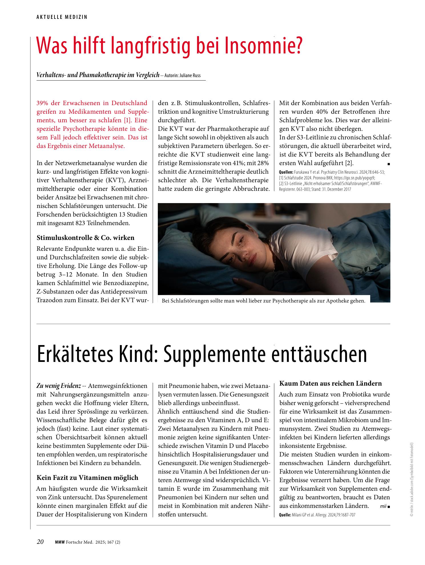 Vorschauseite 1: Was hilft langfristig bei Insomnie?