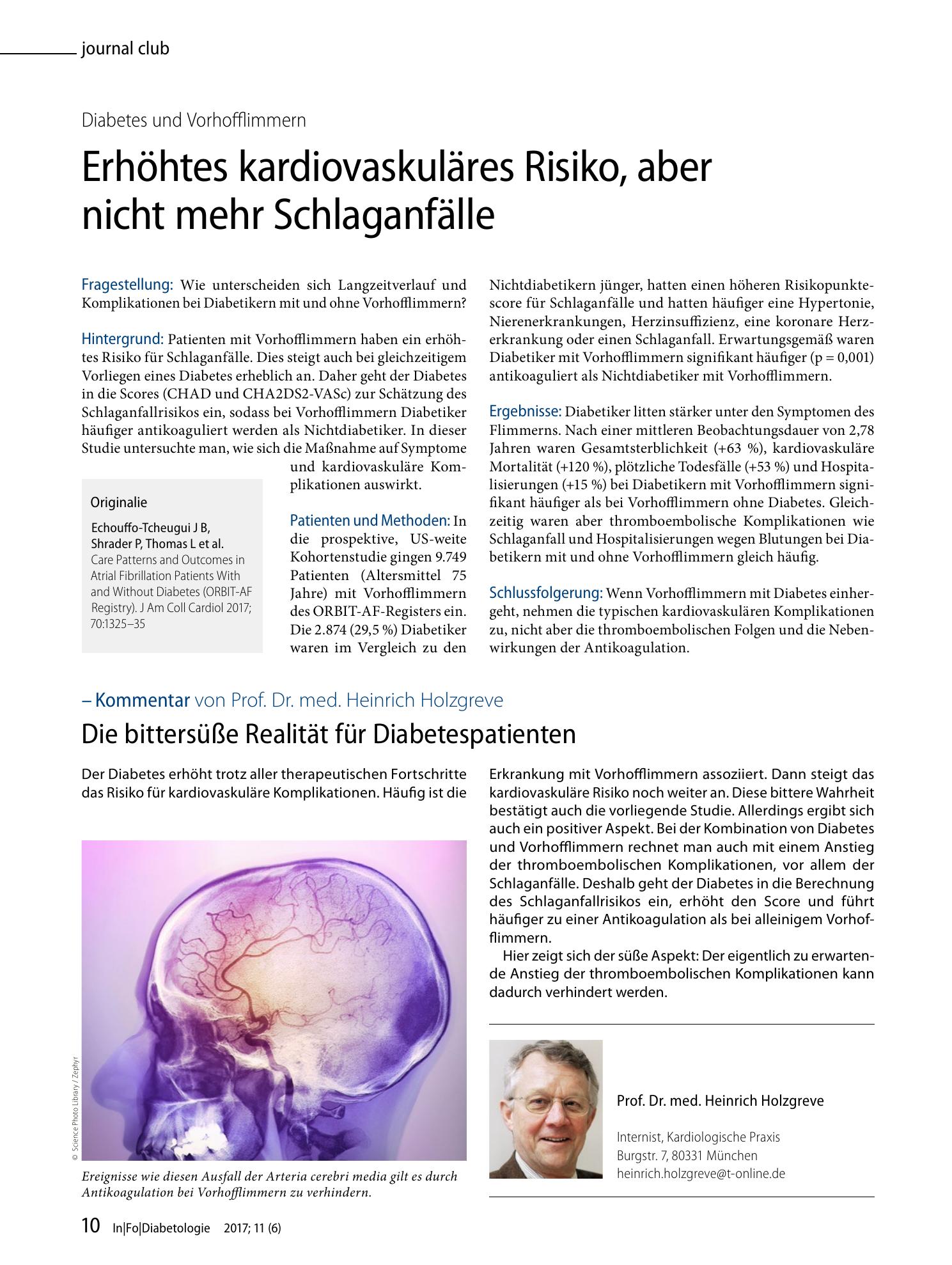 Vorschauseite 1: Erhöhtes kardiovaskuläres Risiko, aber nicht mehr Schlaganfälle