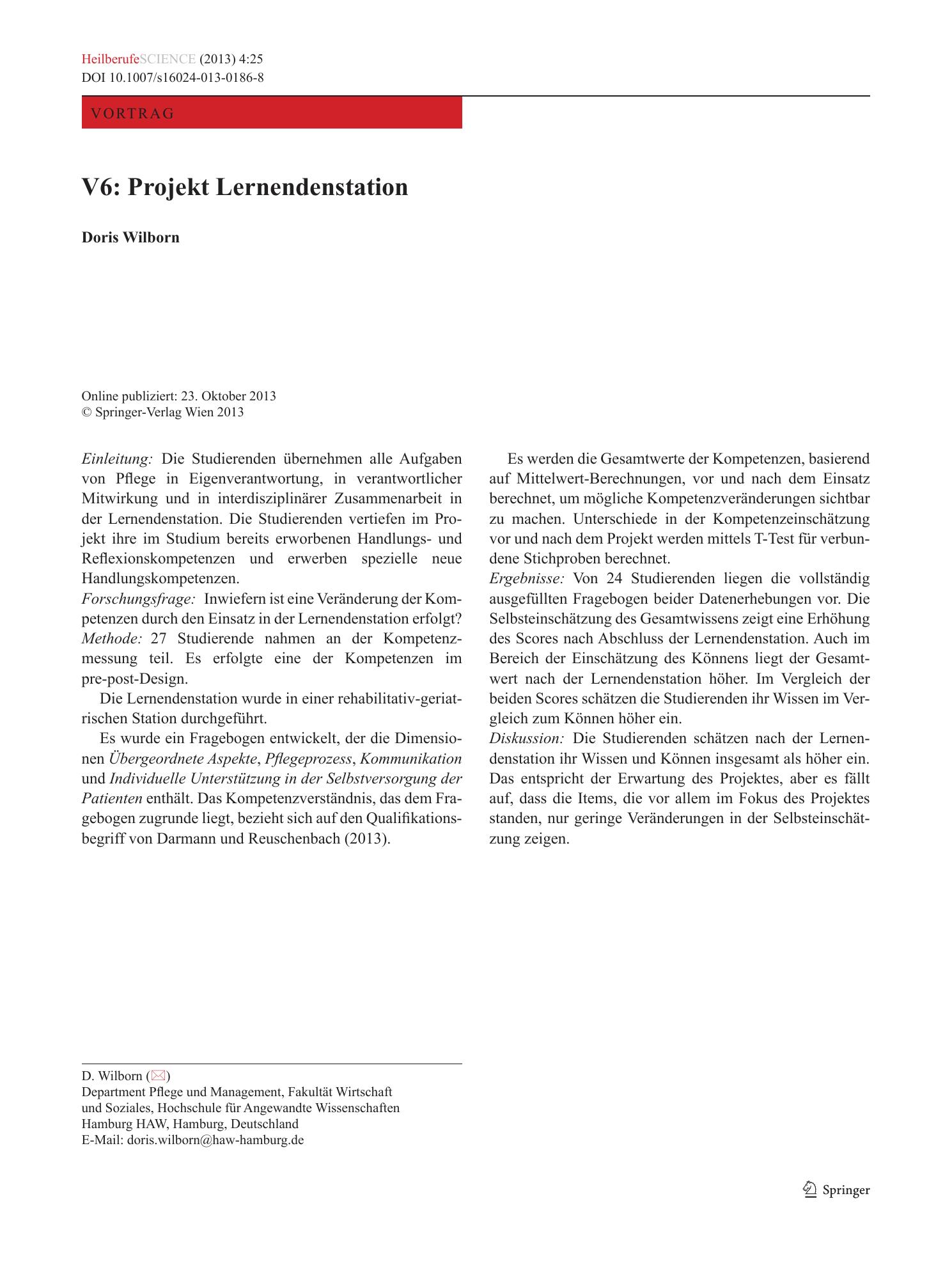 Vorschauseite 1: V6: Projekt Lernendenstation