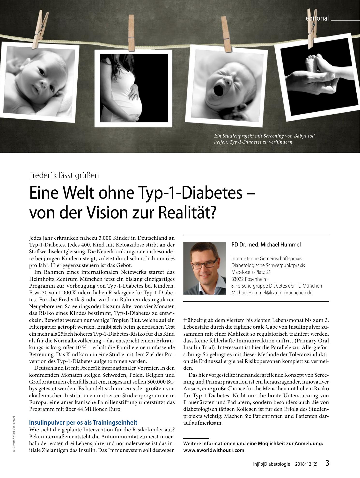 Vorschauseite 1: Eine Welt ohne Typ-1-Diabetes — von der Vision zur Realität?