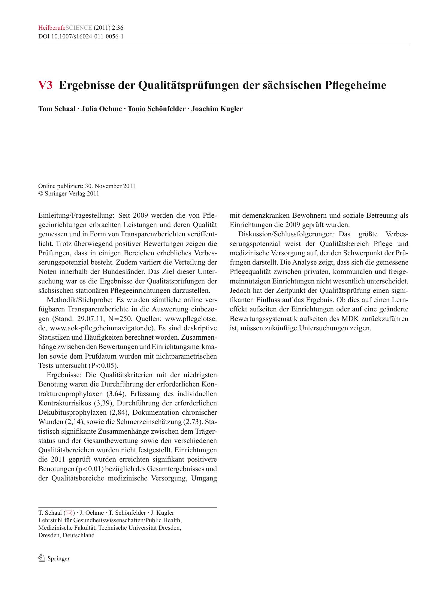 Vorschauseite 1: V3 Ergebnisse der Qualitätsprüfungen