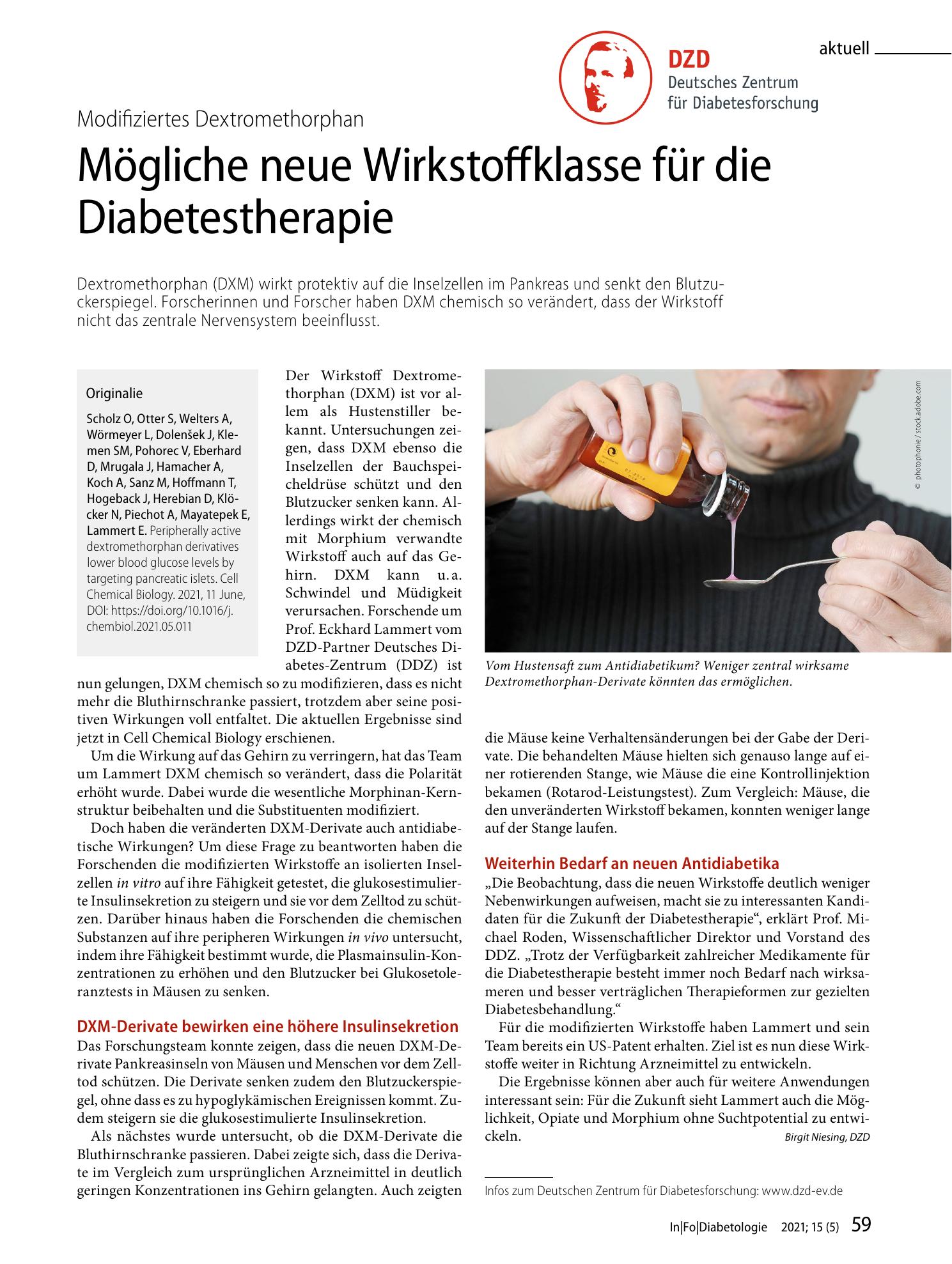 Vorschauseite 1: Mögliche neue Wirkstoffklasse für die Diabetestherapie