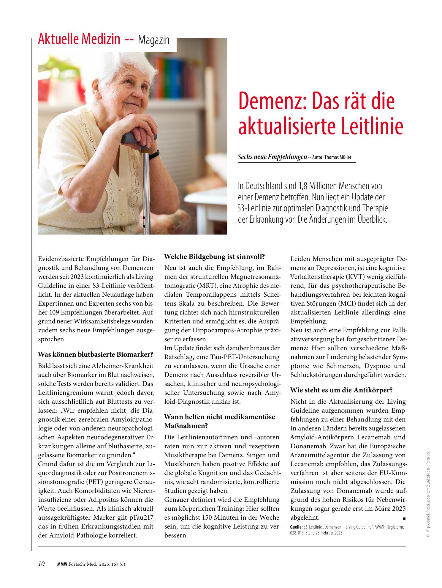 Vorschauseite 1: Demenz: Das rät die aktualisierte Leitlinie
