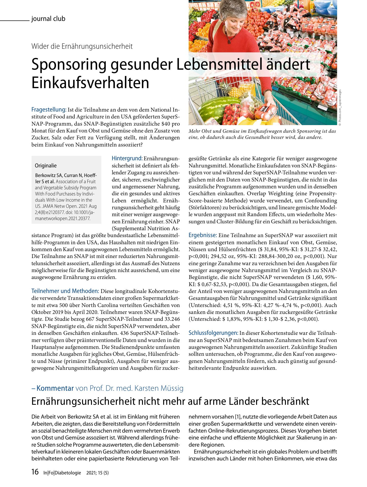Vorschauseite 1: Sponsoring gesunder Lebensmittel ändert Einkaufsverhalten