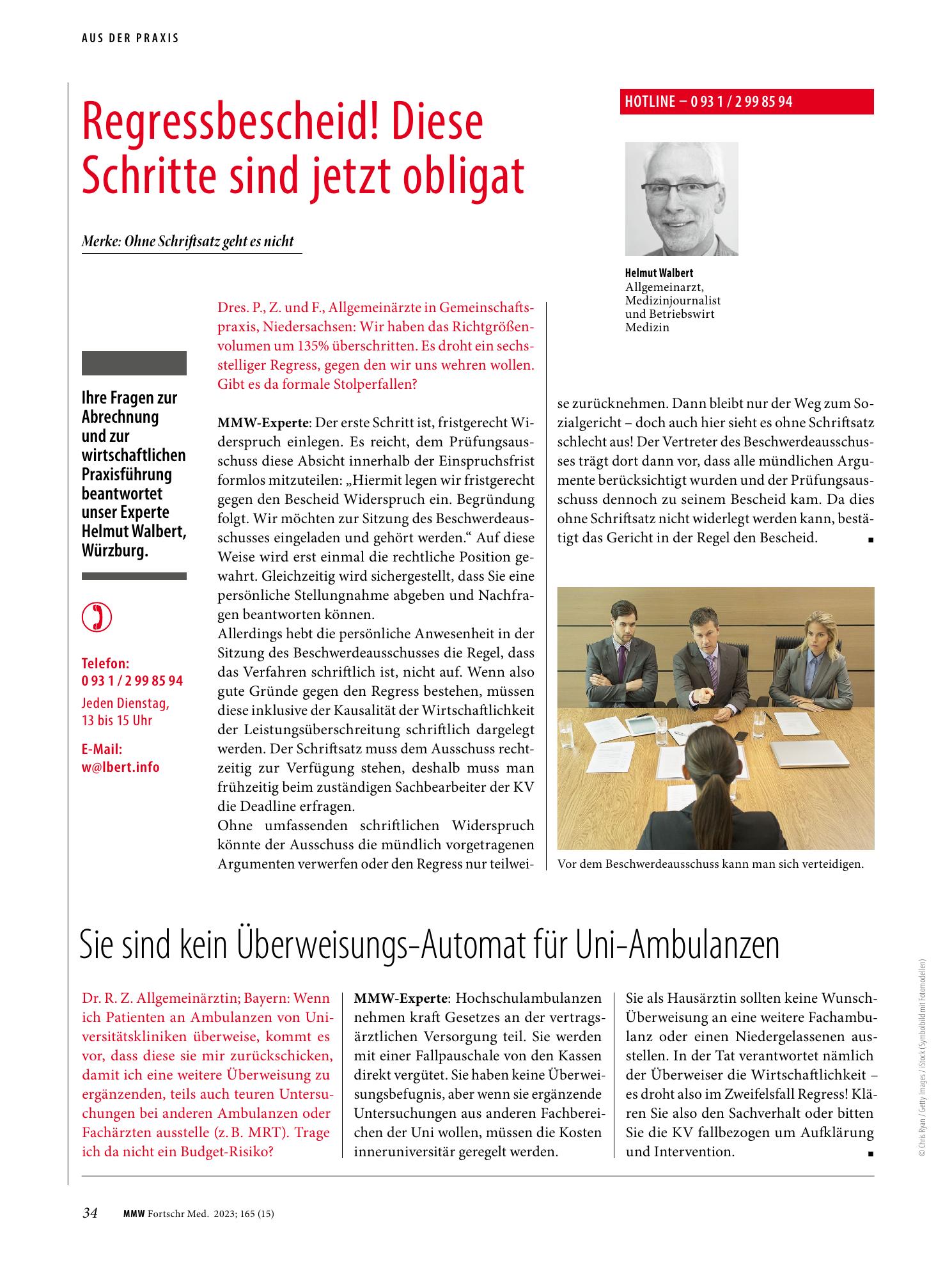 Vorschauseite 1: Regressbescheid! Diese Schritte sind jetzt obligat