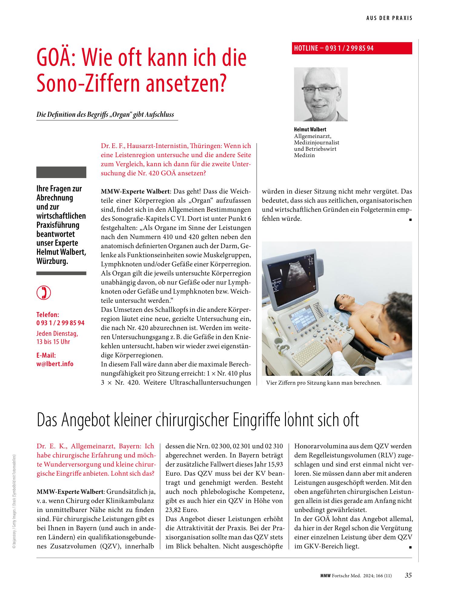 Vorschauseite 1: GOÄ: Wie oft kann ich die Sono-Ziffern ansetzen?
