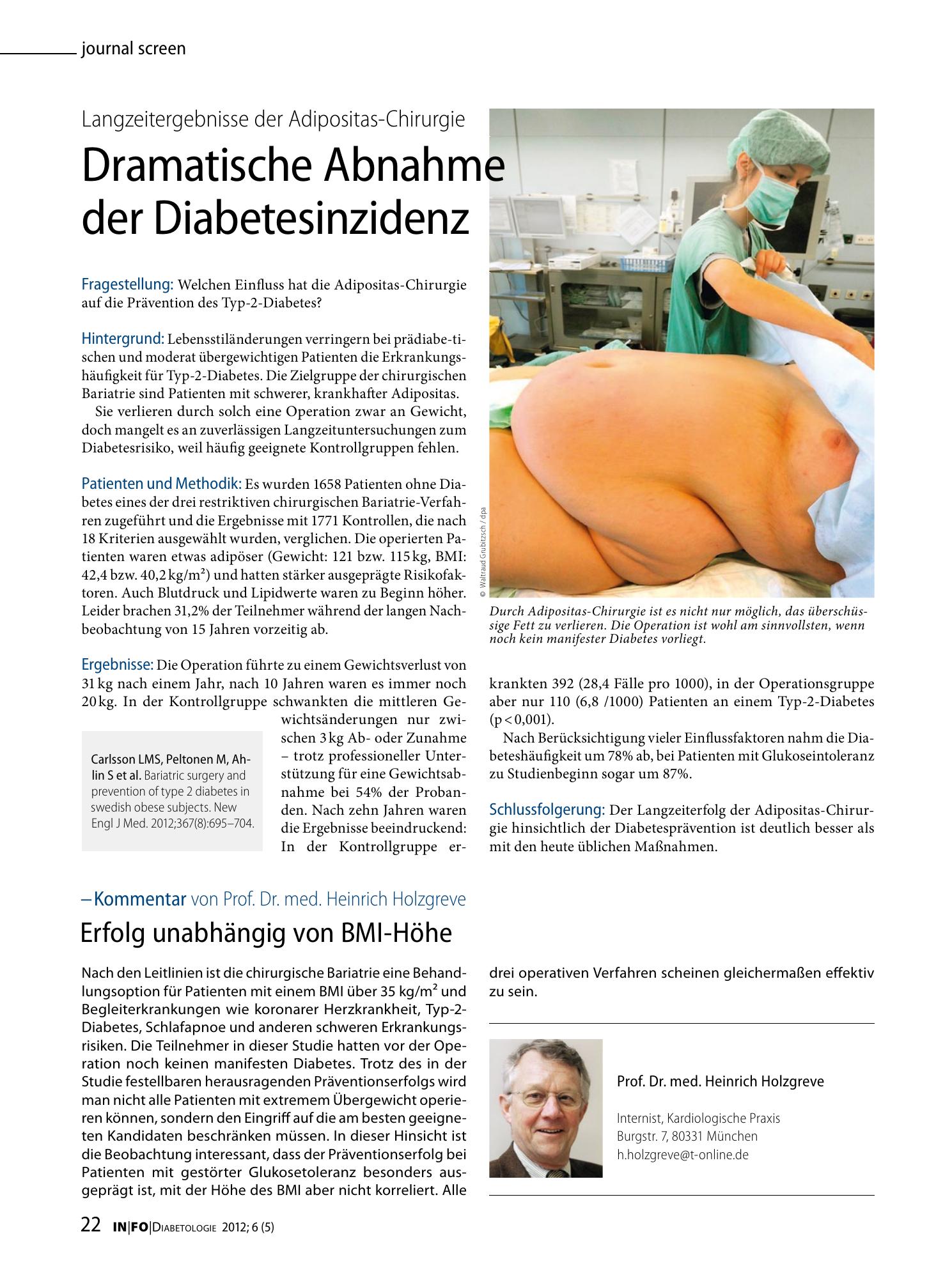 Vorschauseite 1: Dramatische Abnahme der Diabetesinzidenz