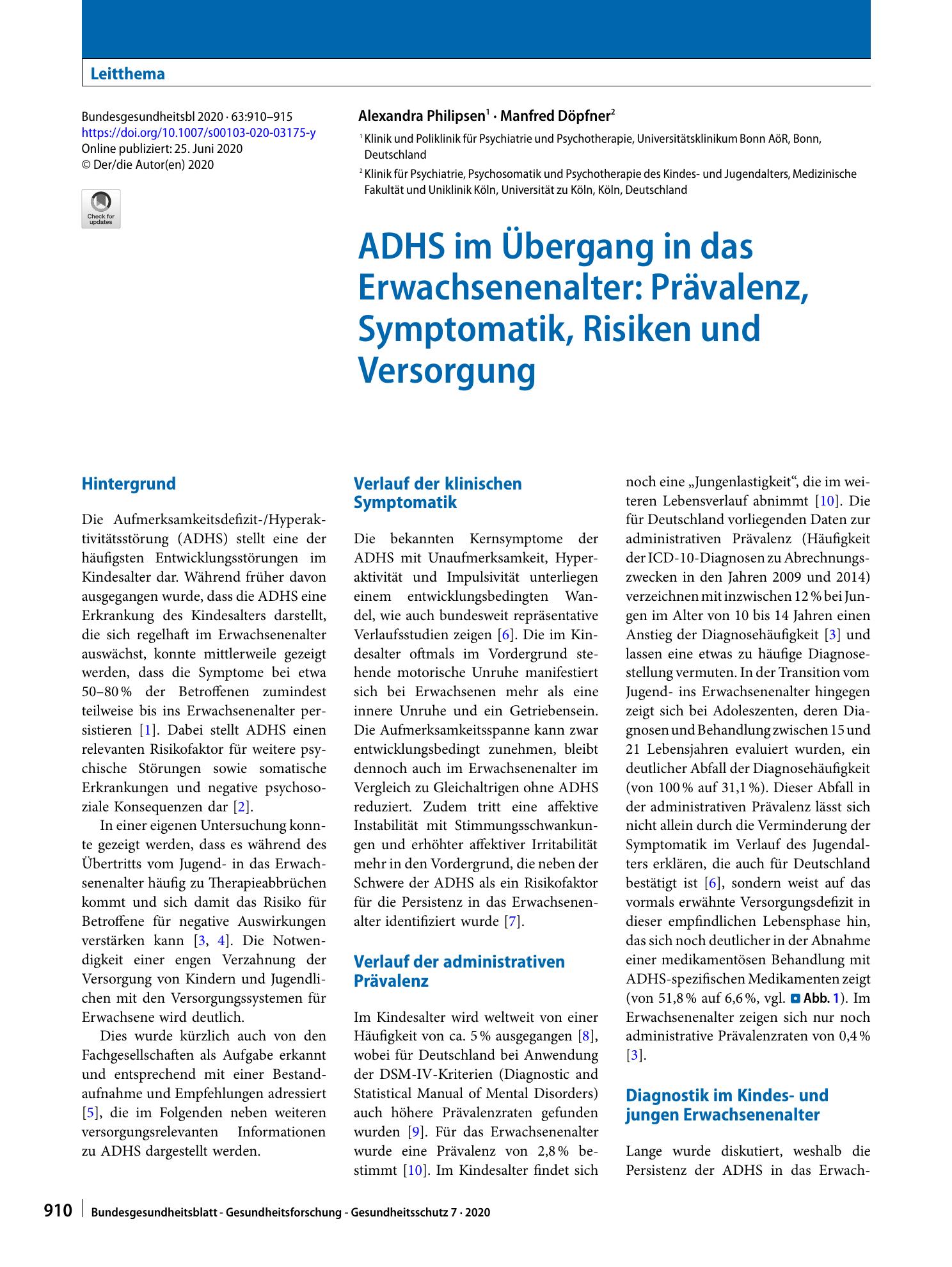 Vorschauseite 1: ADHS im Übergang in das Erwachsenenalter: Prävalenz, Symptomatik, Risiken und Versorgung