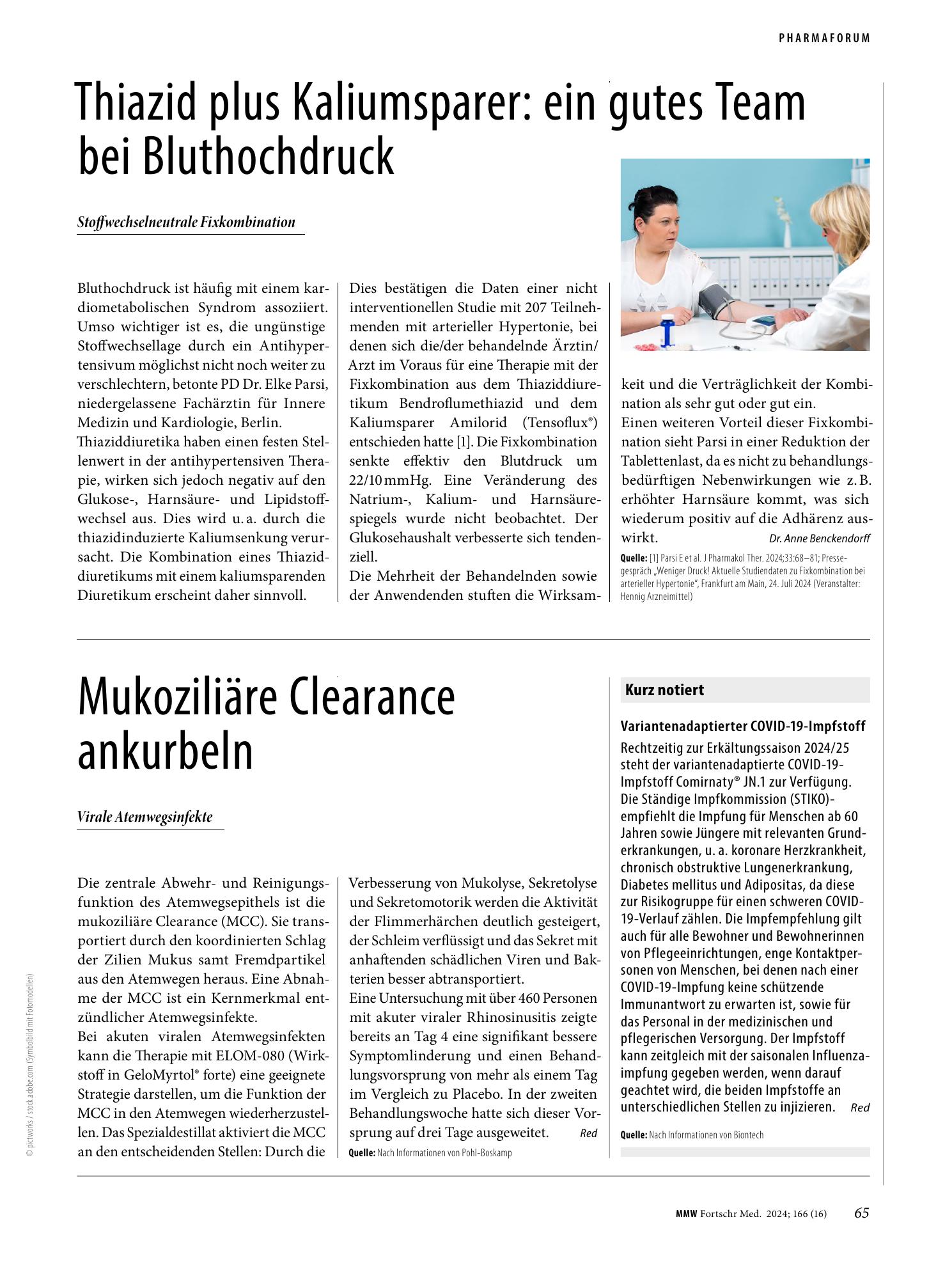 Vorschauseite 1: Thiazid plus Kaliumsparer: ein gutes Team bei Bluthochdruck