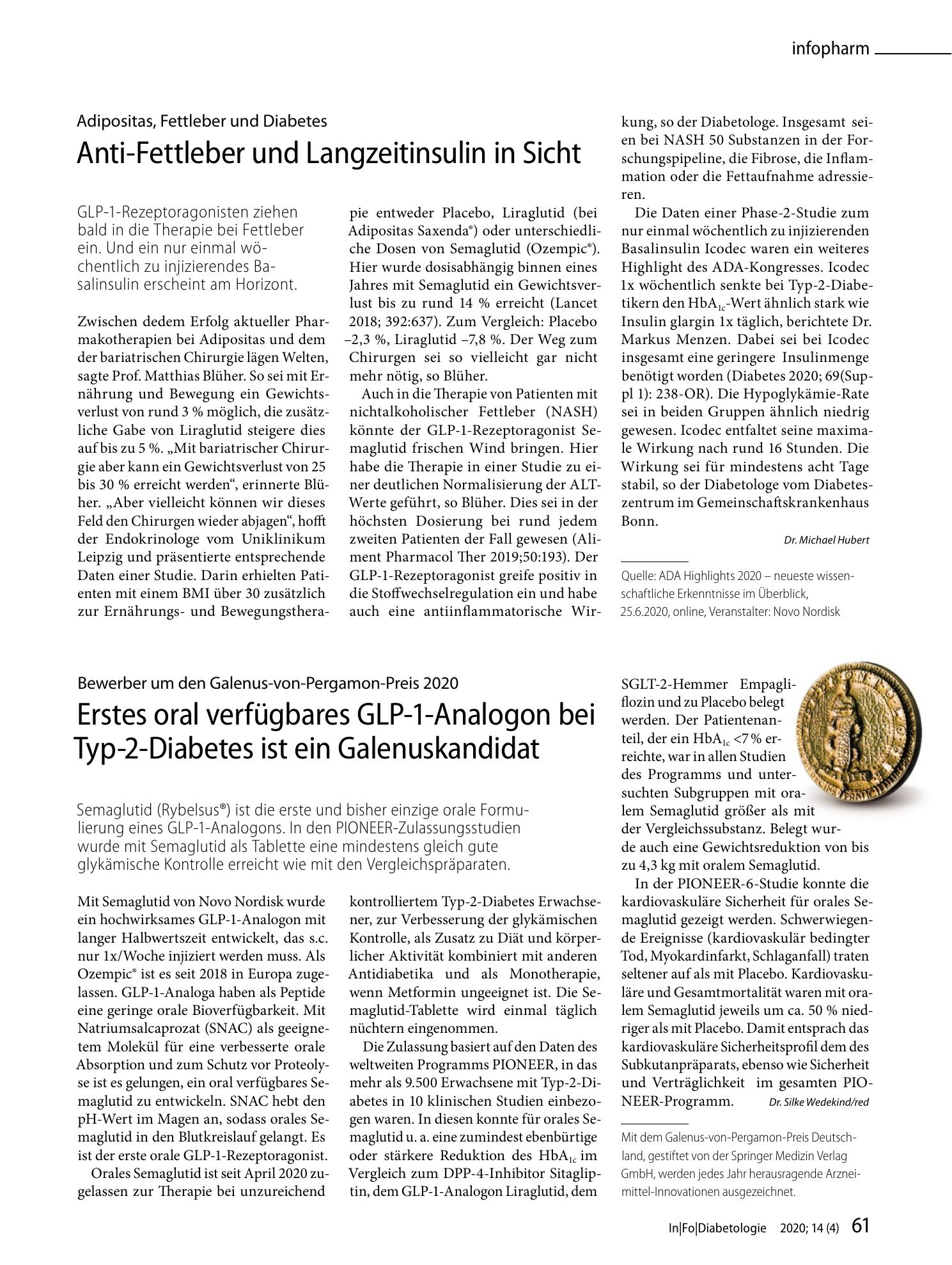 Vorschauseite 1: Anti-Fettleber und Langzeitinsulin in Sicht