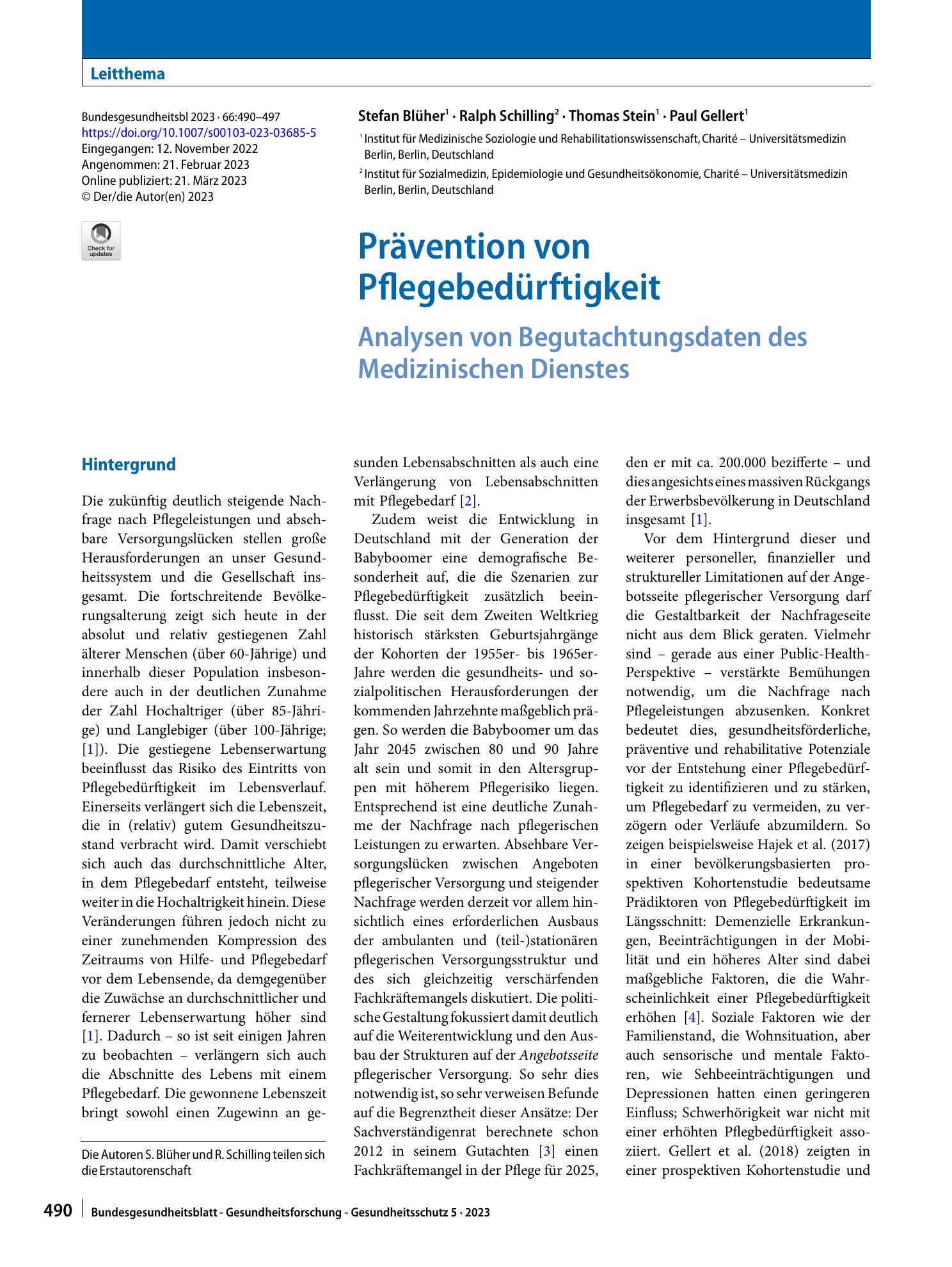 Vorschauseite 1: Prävention von Pflegebedürftigkeit