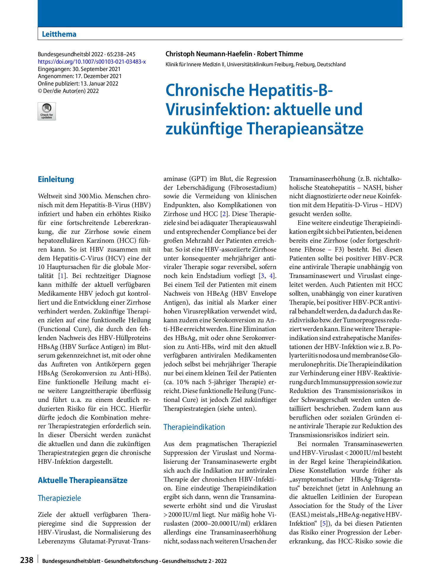 Vorschauseite 1: Chronische Hepatitis-B-Virusinfektion: aktuelle und zukünftige Therapieansätze