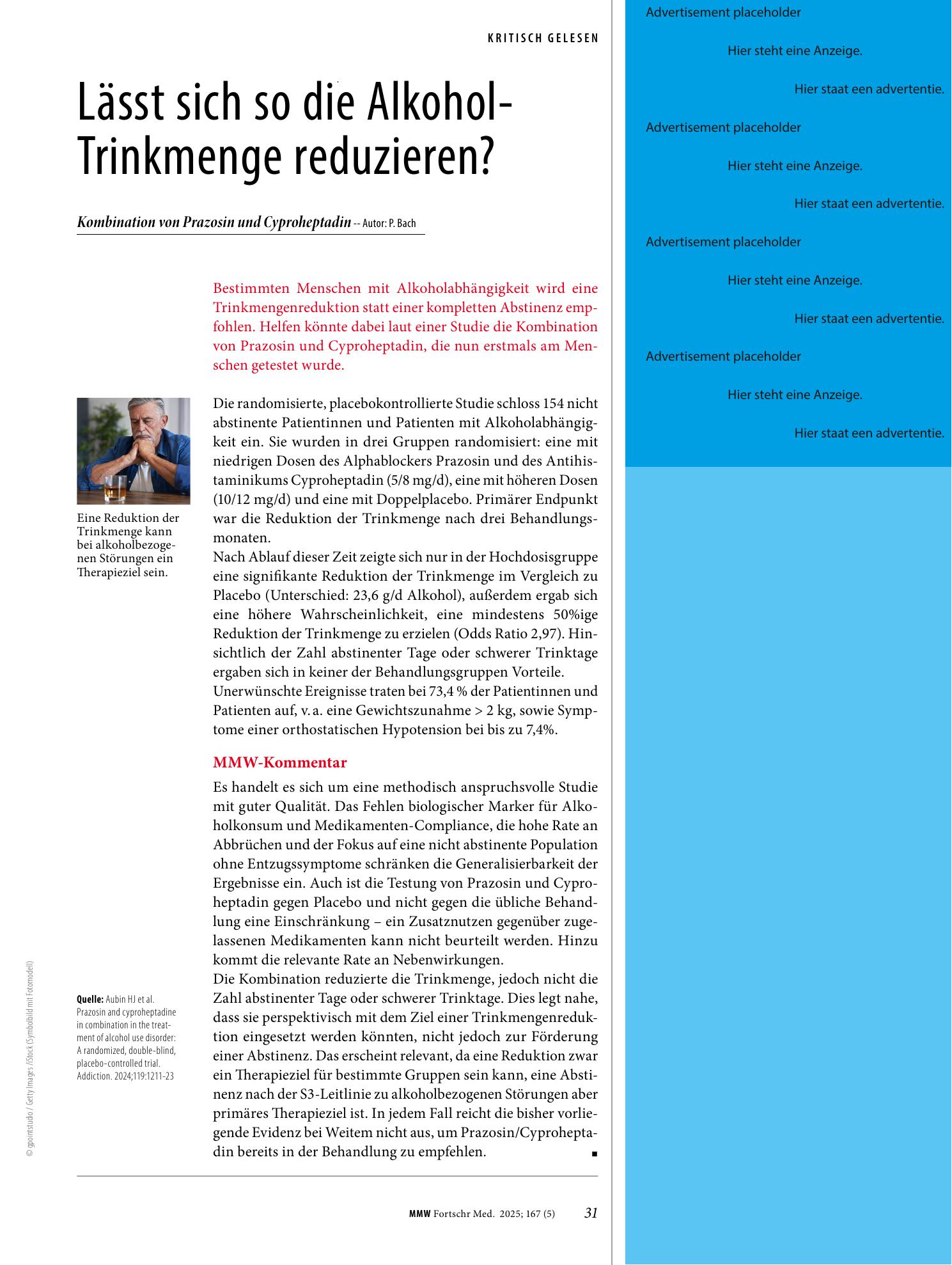 Vorschauseite 1: Lässt sich so die Alkohol-Trinkmenge reduzieren?