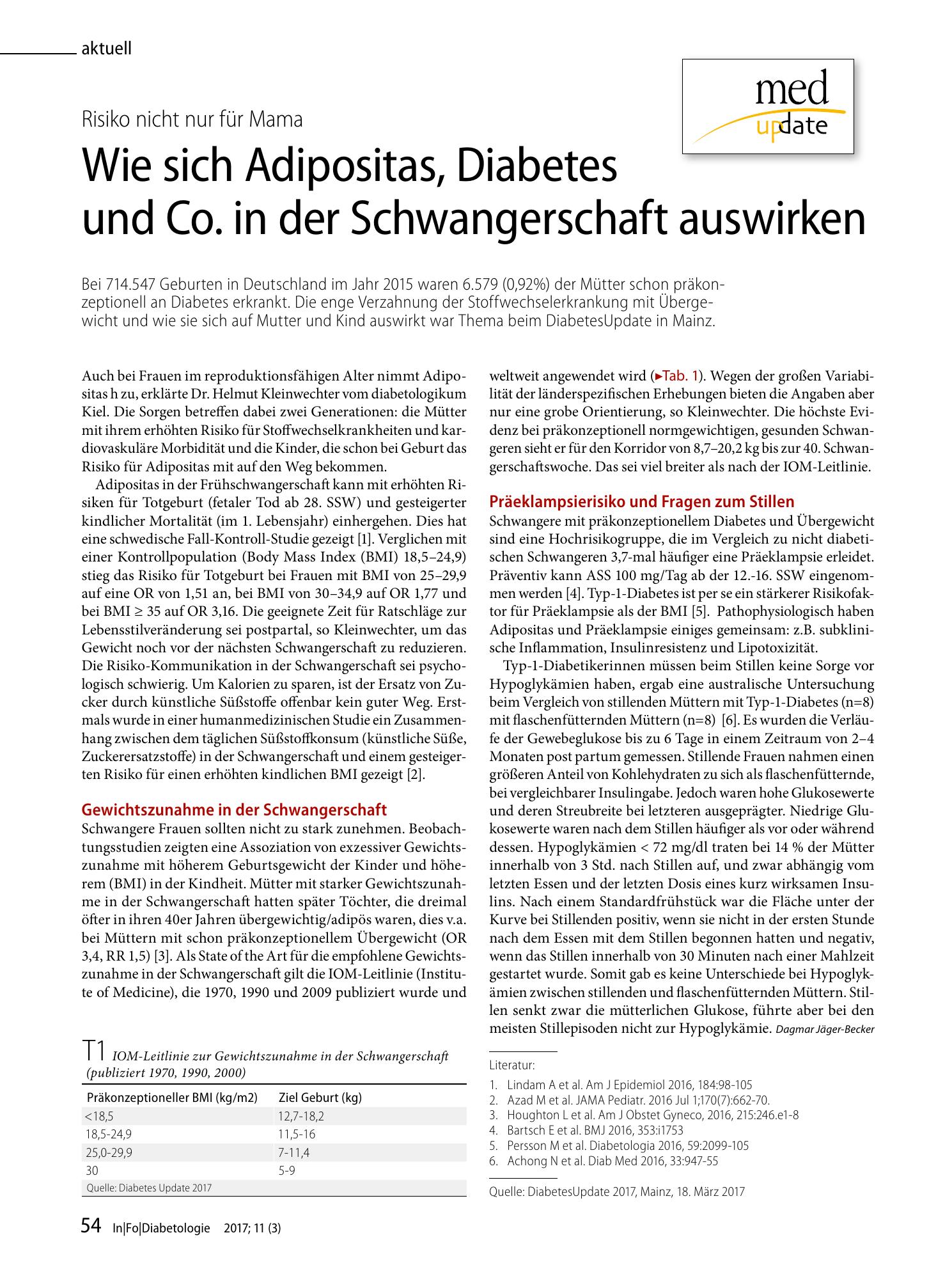 Vorschauseite 1: Wie sich Adipositas, Diabetes und Co. in der Schwangerschaft auswirken
