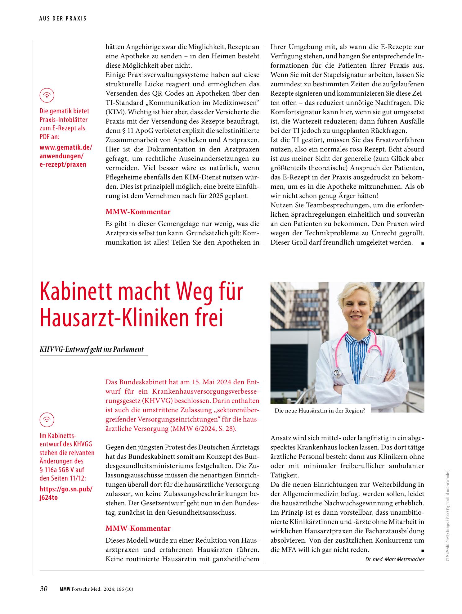 Vorschauseite 1: Kabinett macht Weg für Hausarzt-Kliniken frei