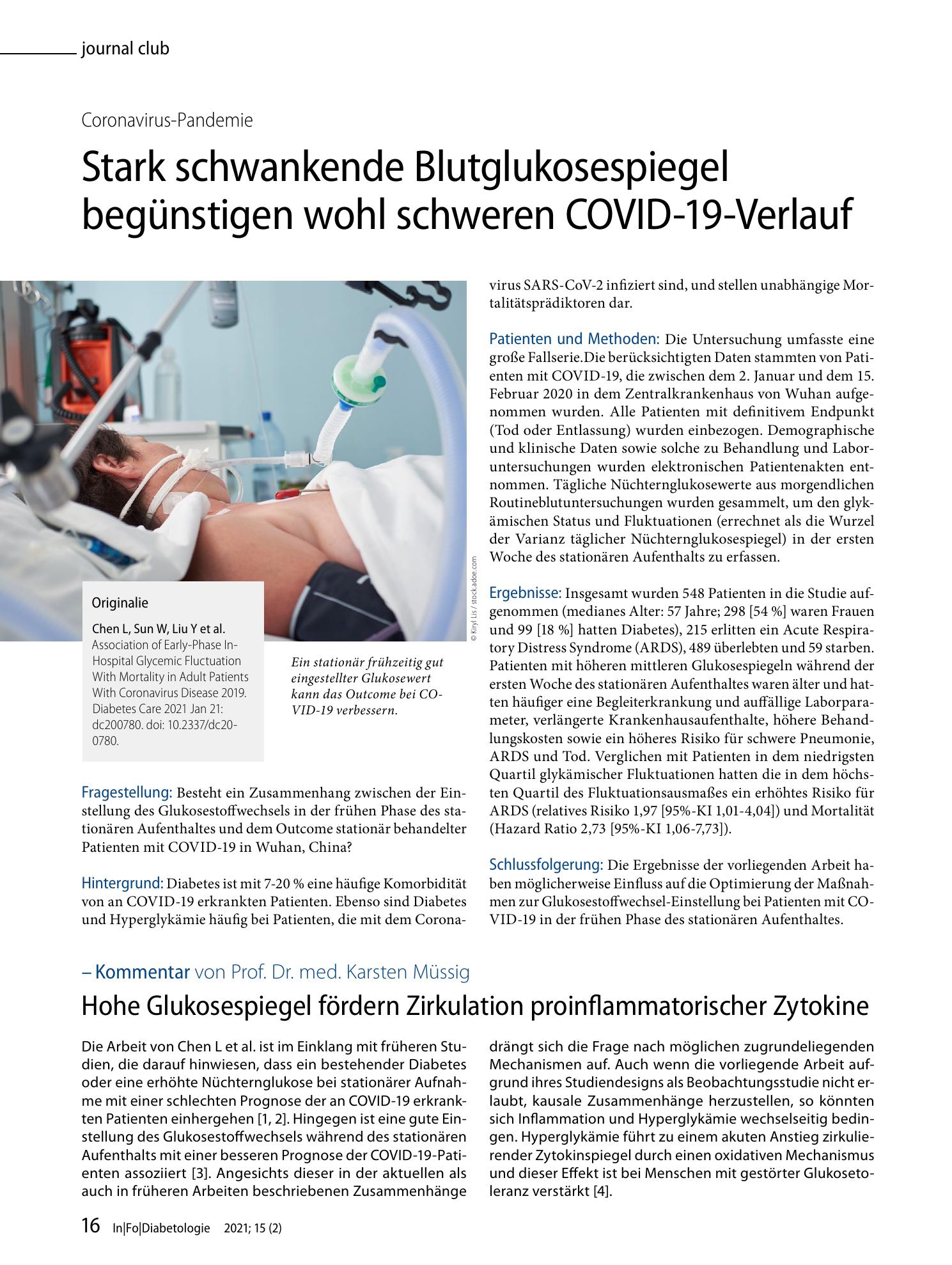 Vorschauseite 1: Stark schwankende Blutglukosespiegel begünstigen wohl schweren COVID-19-Verlauf