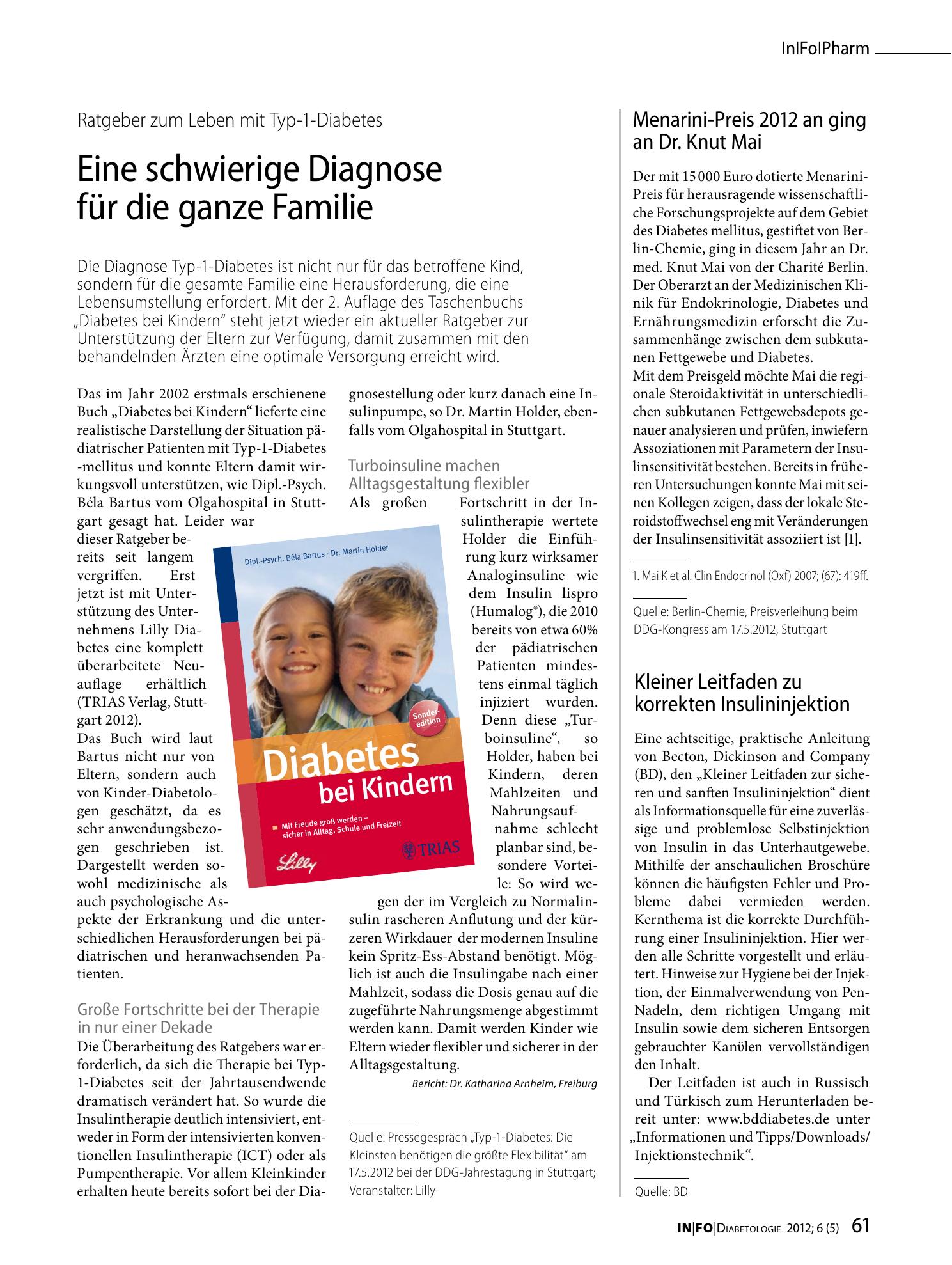 Vorschauseite 1: Menarini-Preis 2012 an ging an Dr. Knut Mai