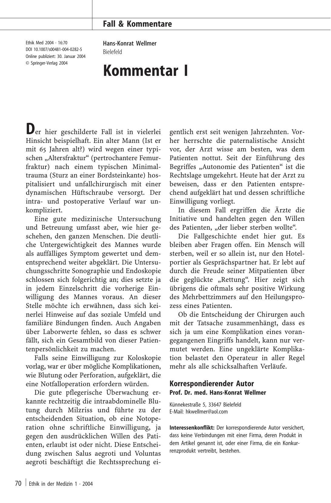 Vorschauseite 1: Kommentar I