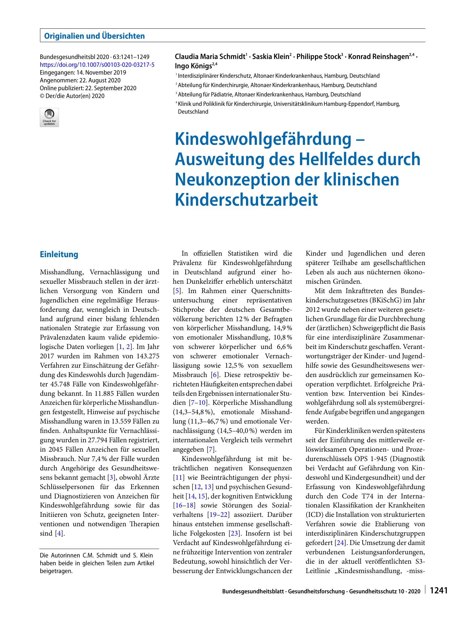 Vorschauseite 1: Kindeswohlgefährdung – Ausweitung des Hellfeldes durch Neukonzeption der klinischen Kinderschutzarbeit
