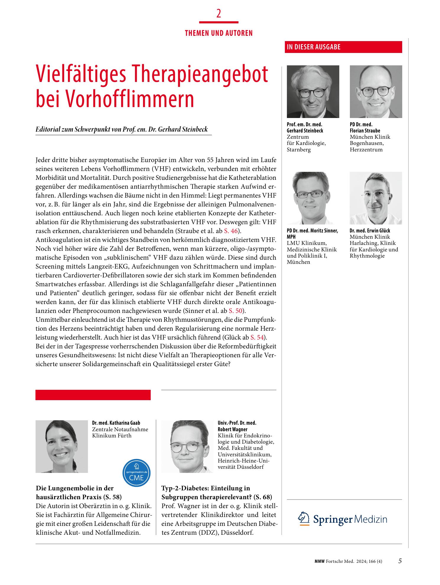 Vorschauseite 1: Vielfältiges Therapieangebot bei Vorhofflimmern