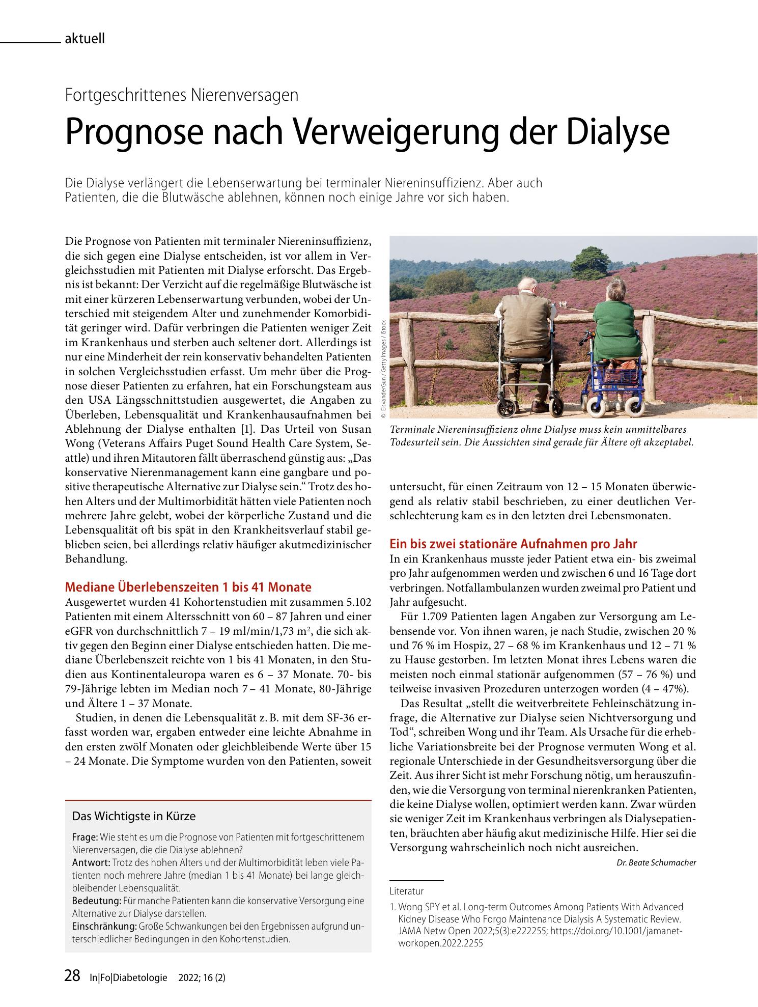 Vorschauseite 1: Prognose nach Verweigerung der Dialyse