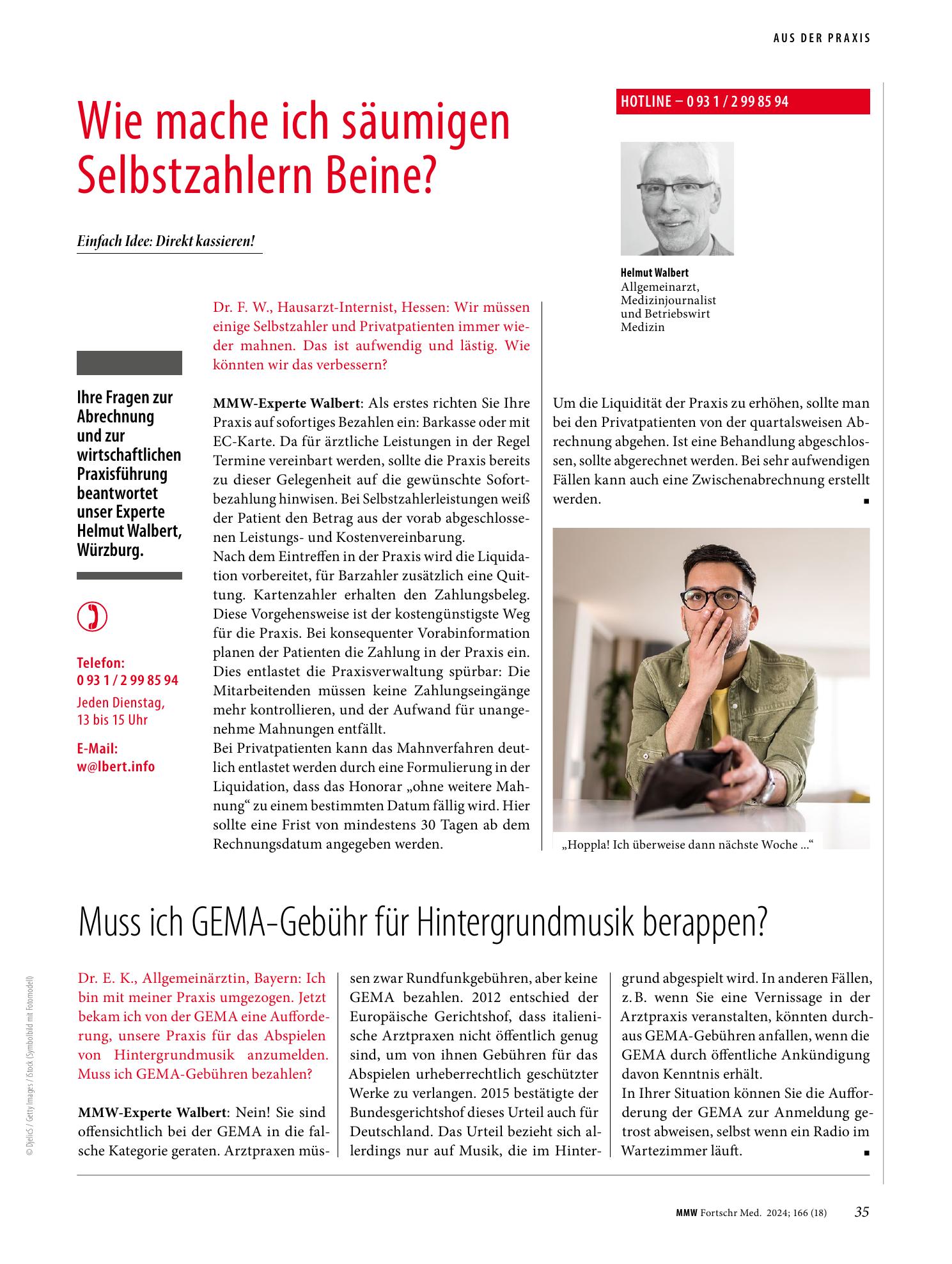 Vorschauseite 1: Wie mache ich säumigen Selbstzahlern Beine?