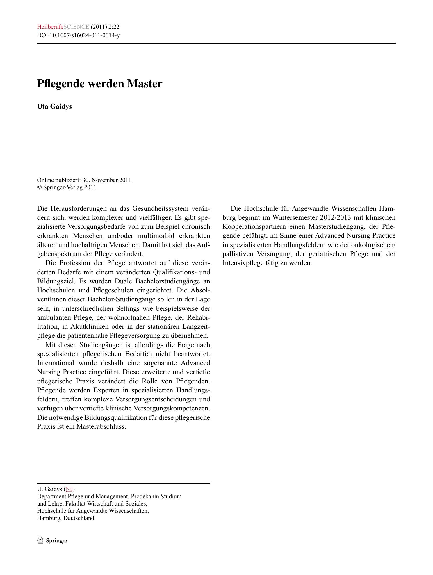 Vorschauseite 1: Pflegende werden Master