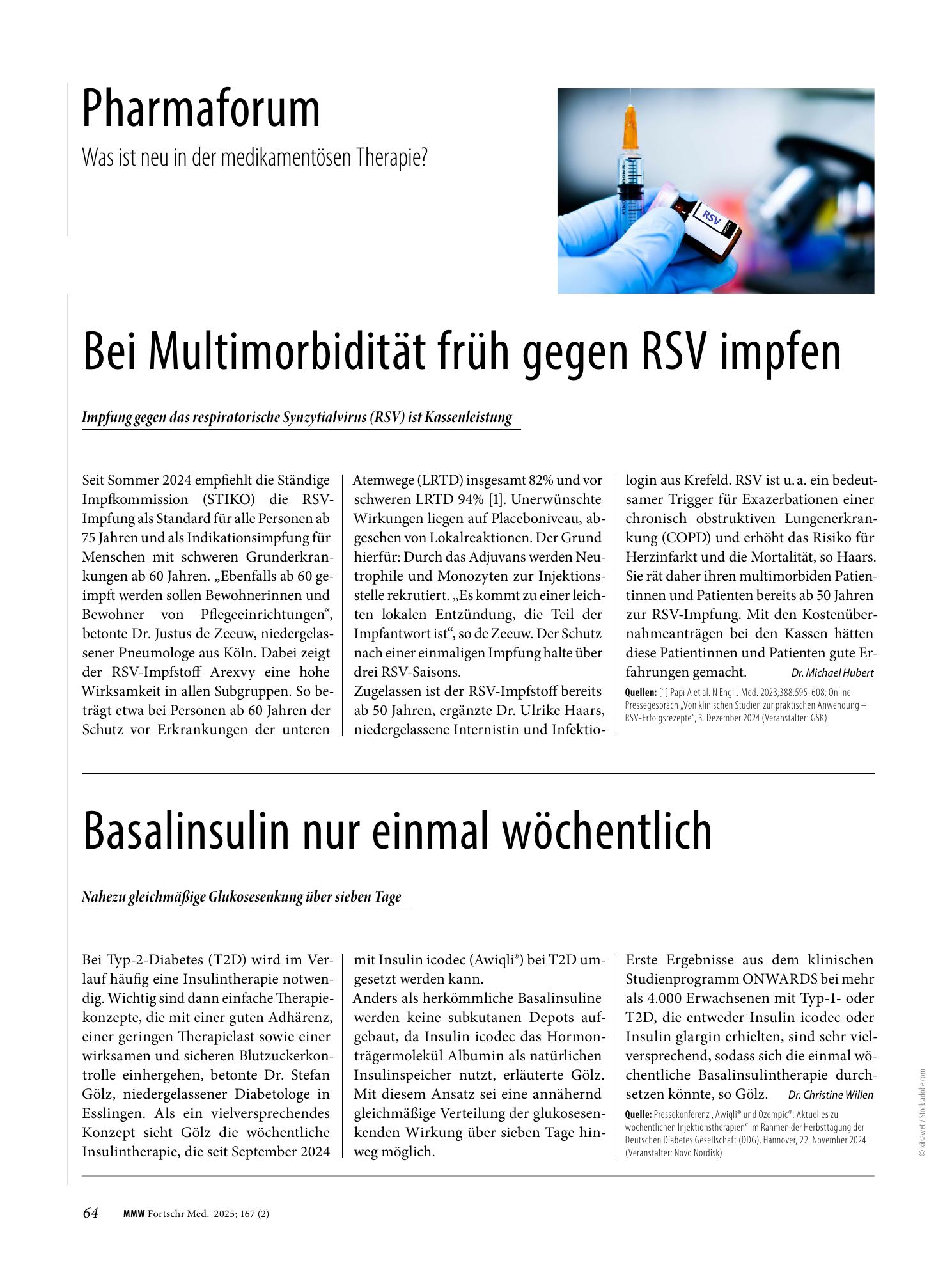 Vorschauseite 1: Bei Multimorbidität früh gegen RSV impfen
