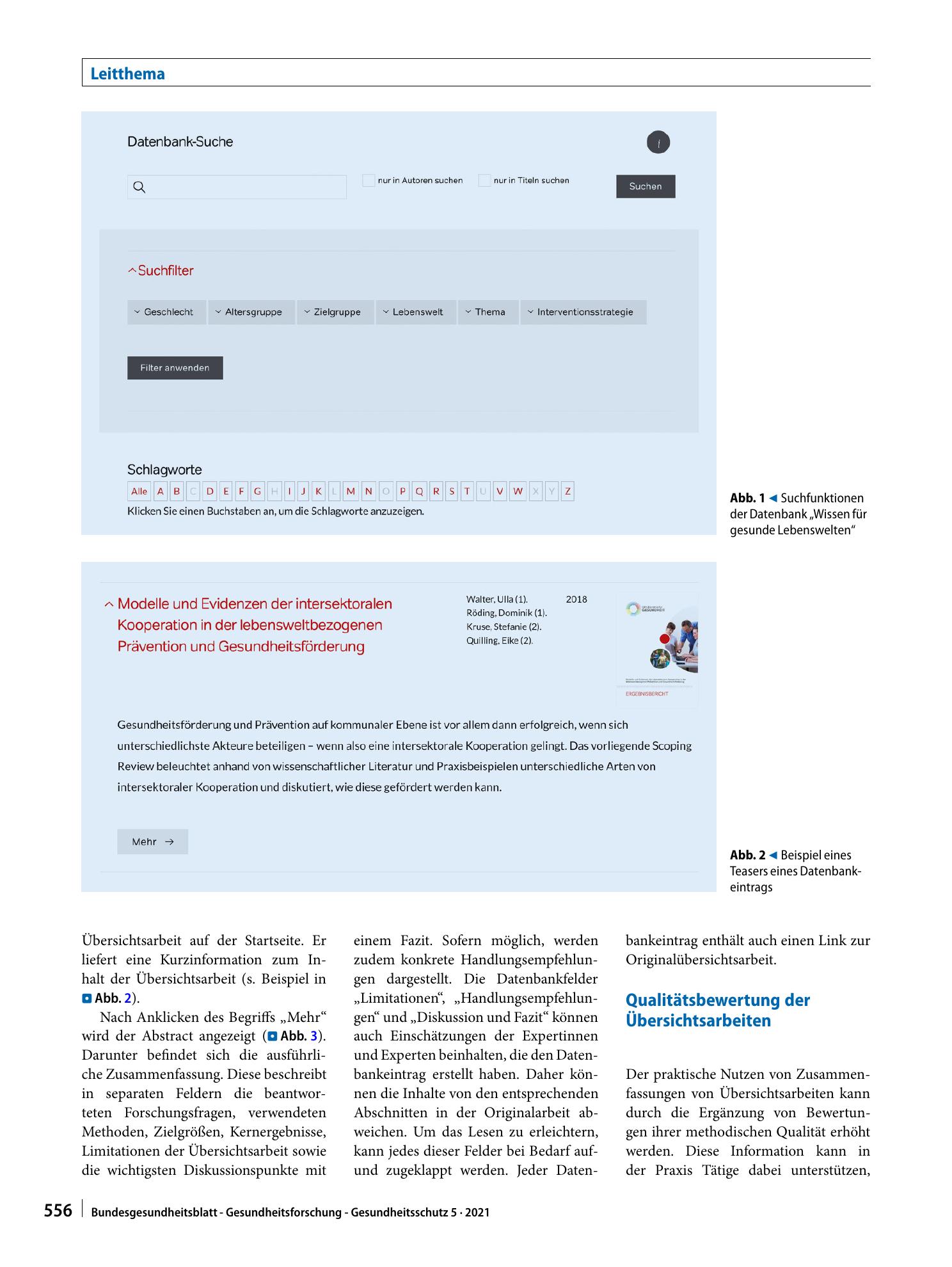Vorschauseite 5: Wissen für gesunde Lebenswelten: Eine Datenbank zum Praxistransfer von Erkenntnissen aus systematischen Übersichtsarbeiten