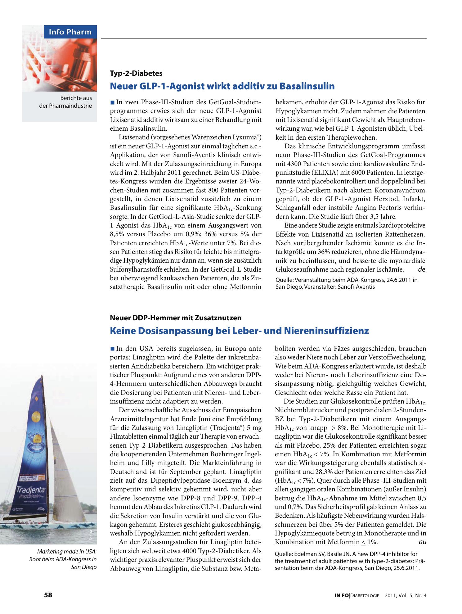 Vorschauseite 1: Neuer GLP-1-Agonist wirkt additiv zu Basalinsulin