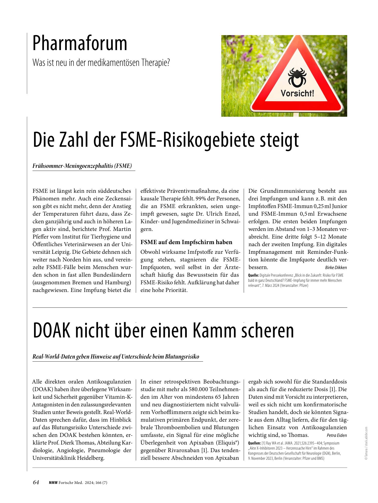 Vorschauseite 1: Die Zahl der FSME-Risikogebiete steigt