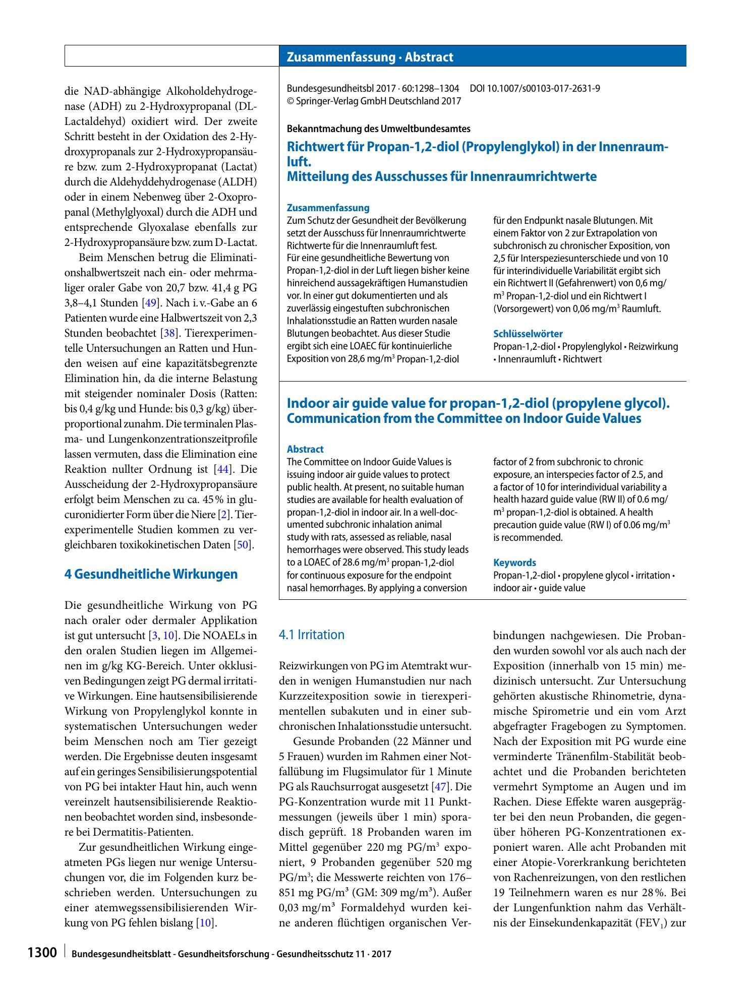 Vorschauseite 3: Richtwert für Propan-1,2-diol (Propylenglykol) in der Innenraumluft