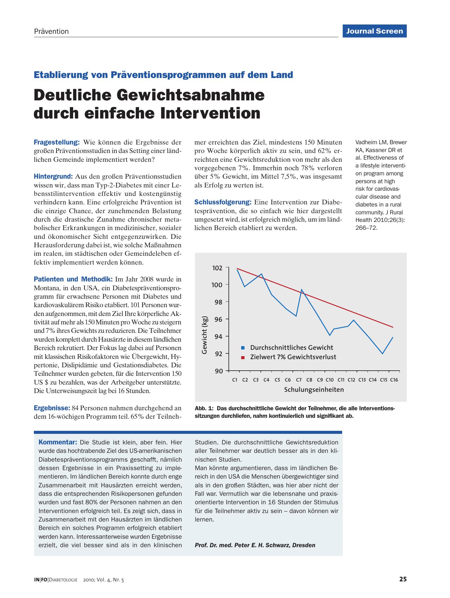 Vorschauseite 1: Deutliche Gewichtsabnahme durch einfache Intervention