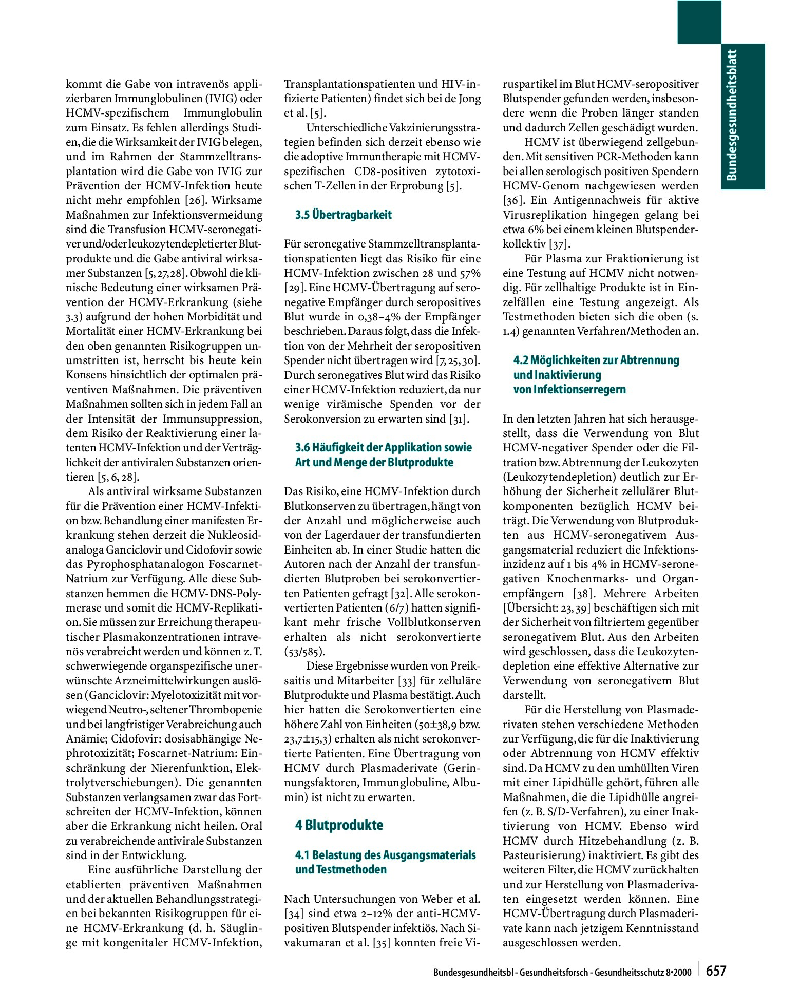 Vorschauseite 5: Humanes Cytomegalovirus (HCMV) Stellungnahmen des Arbeitskreises Blut des Bundesministeriums für Gesundheit