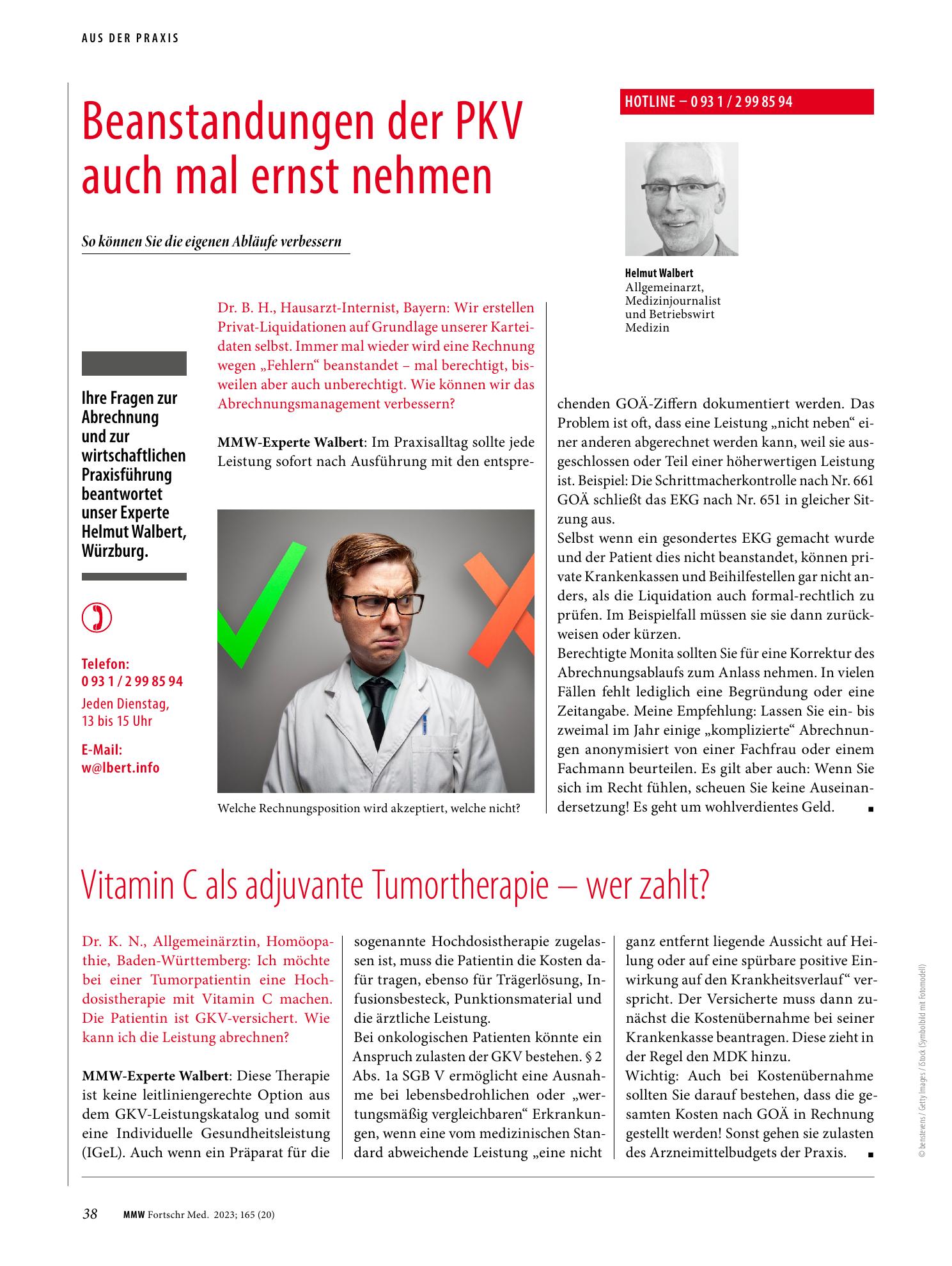 Vorschauseite 1: Beanstandungen der PKV auch mal ernst nehmen